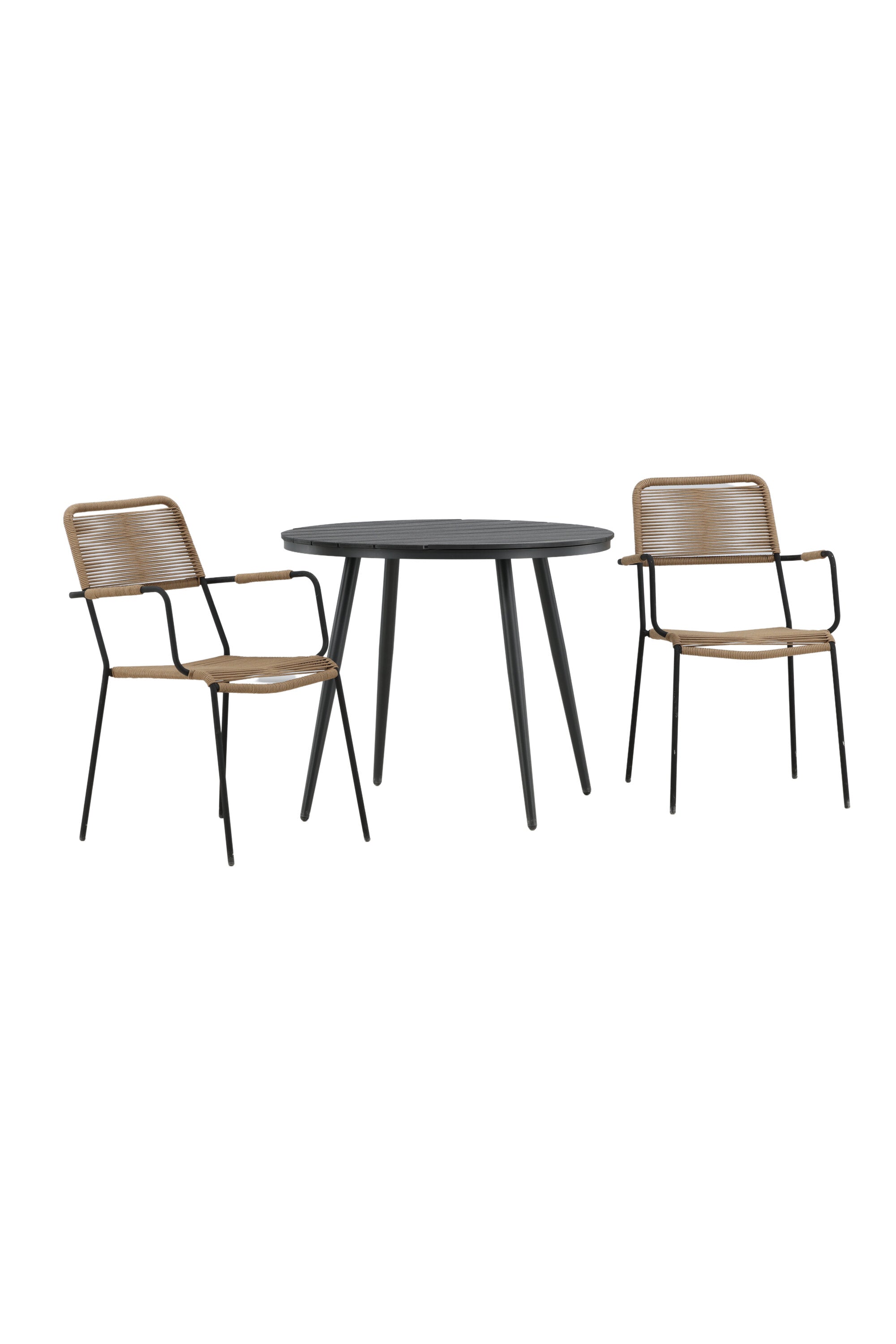 Break Outdoor-Tischset + Lindos Arm ⌀90cm/2St. in Schwarz / Latte präsentiert im Onlineshop von KAQTU Design AG. Gartentischset ist von Venture Home