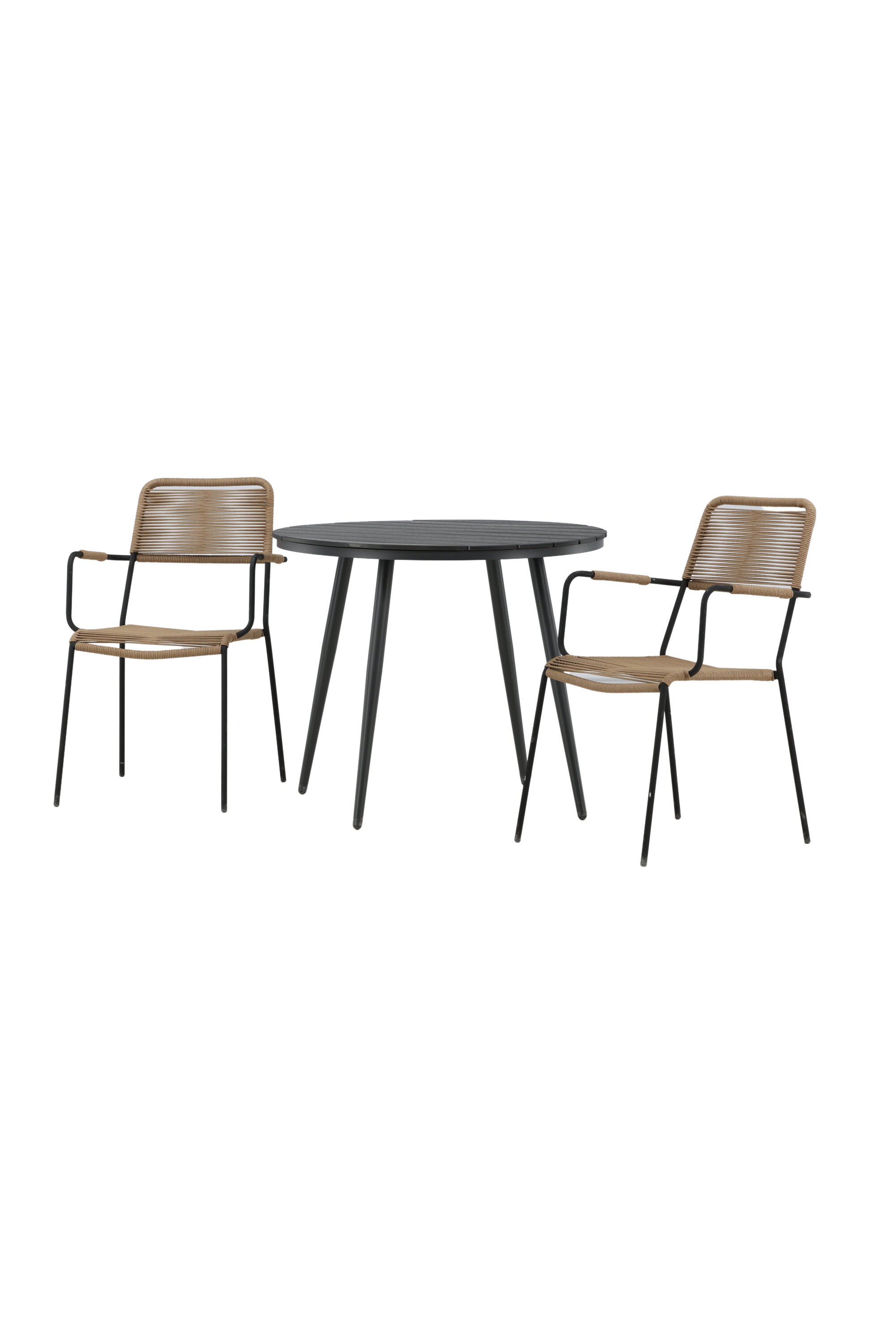Break Outdoor-Tischset + Lindos Arm ⌀90cm/2St. in Schwarz / Latte präsentiert im Onlineshop von KAQTU Design AG. Gartentischset ist von Venture Home