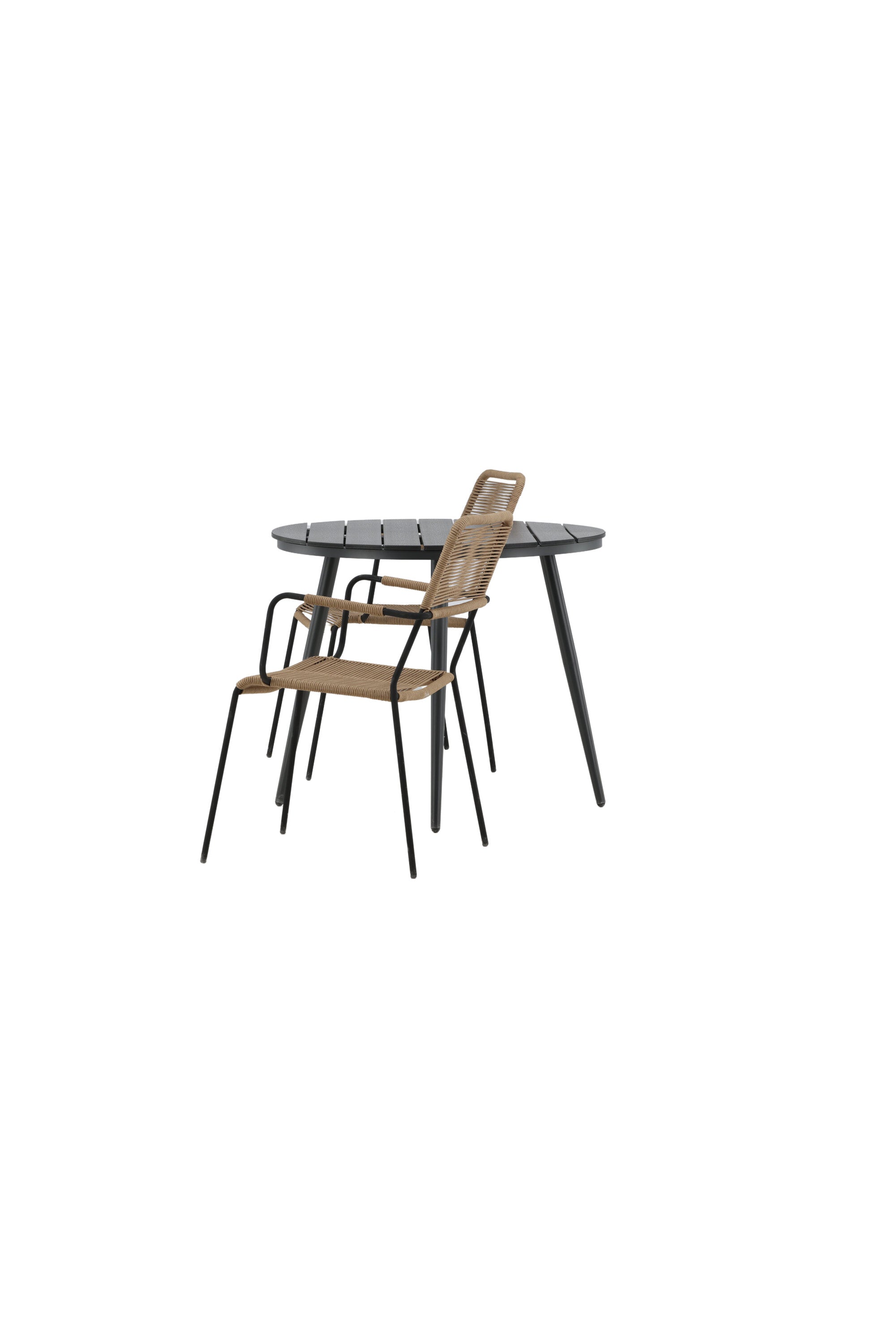 Break Outdoor-Tischset + Lindos Arm ⌀90cm/2St. in Schwarz / Latte präsentiert im Onlineshop von KAQTU Design AG. Gartentischset ist von Venture Home