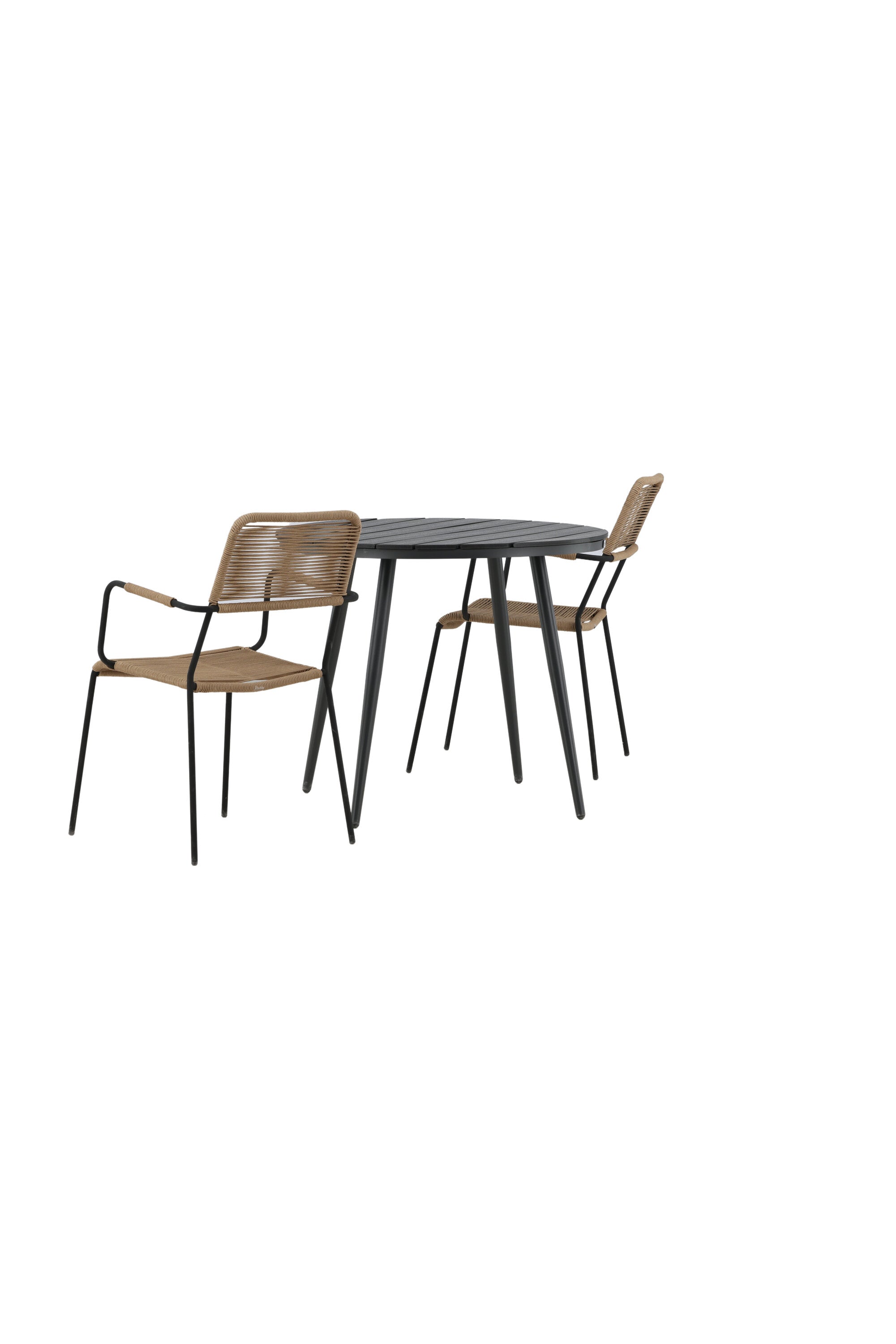 Break Outdoor-Tischset + Lindos Arm ⌀90cm/2St. in Schwarz / Latte präsentiert im Onlineshop von KAQTU Design AG. Gartentischset ist von Venture Home