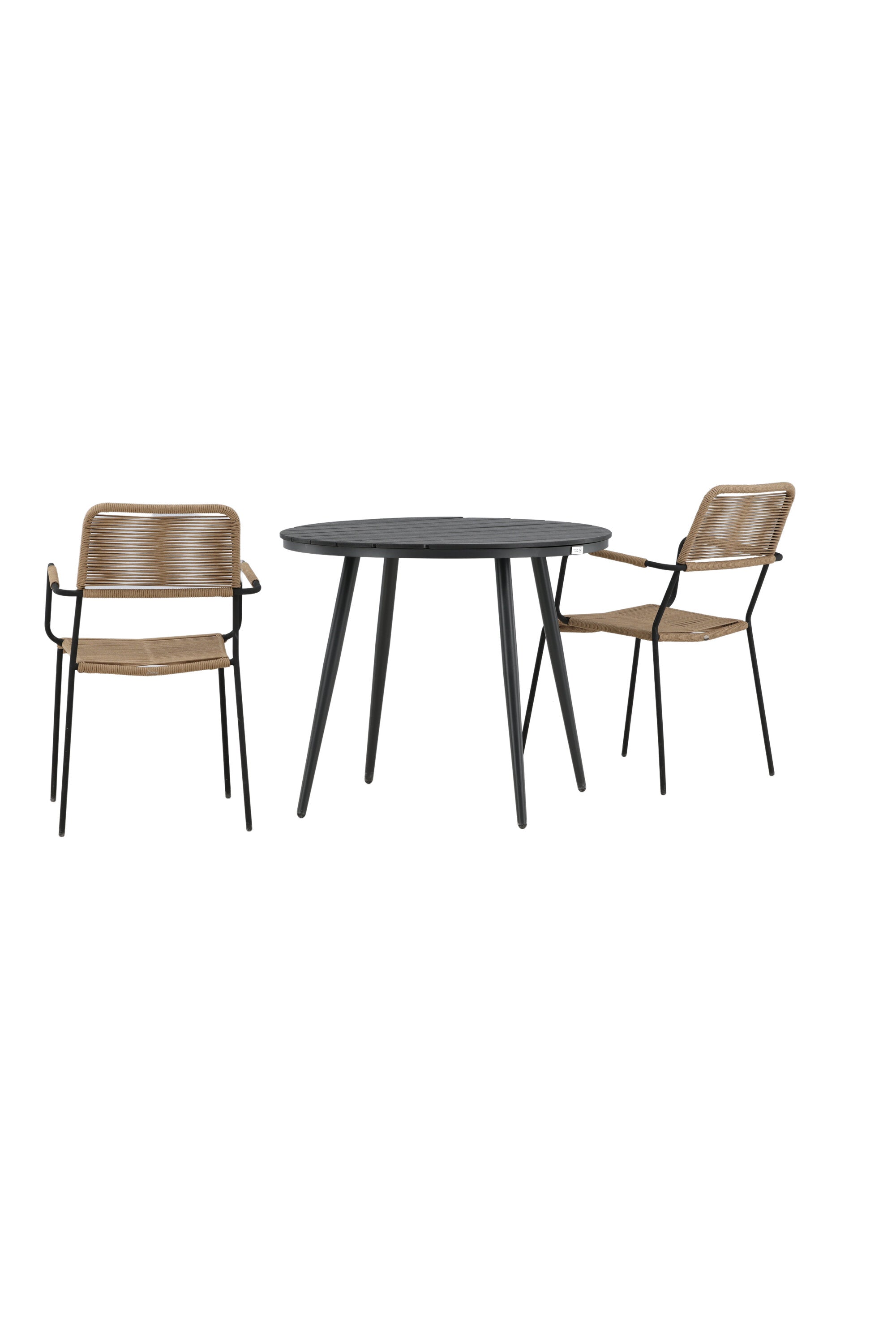 Break Outdoor-Tischset + Lindos Arm ⌀90cm/2St. in Schwarz / Latte präsentiert im Onlineshop von KAQTU Design AG. Gartentischset ist von Venture Home