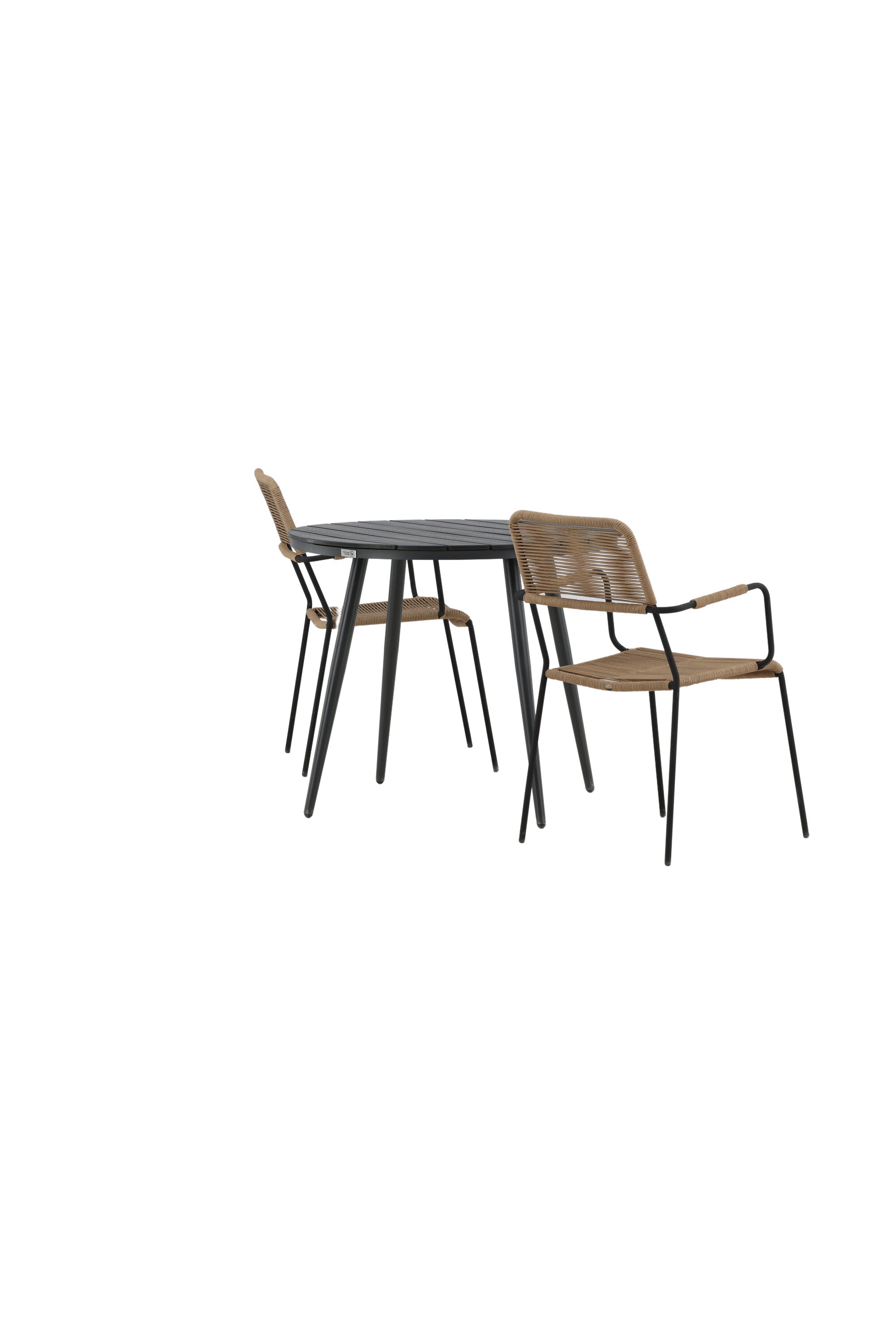 Break Outdoor-Tischset + Lindos Arm ⌀90cm/2St. in Schwarz / Latte präsentiert im Onlineshop von KAQTU Design AG. Gartentischset ist von Venture Home
