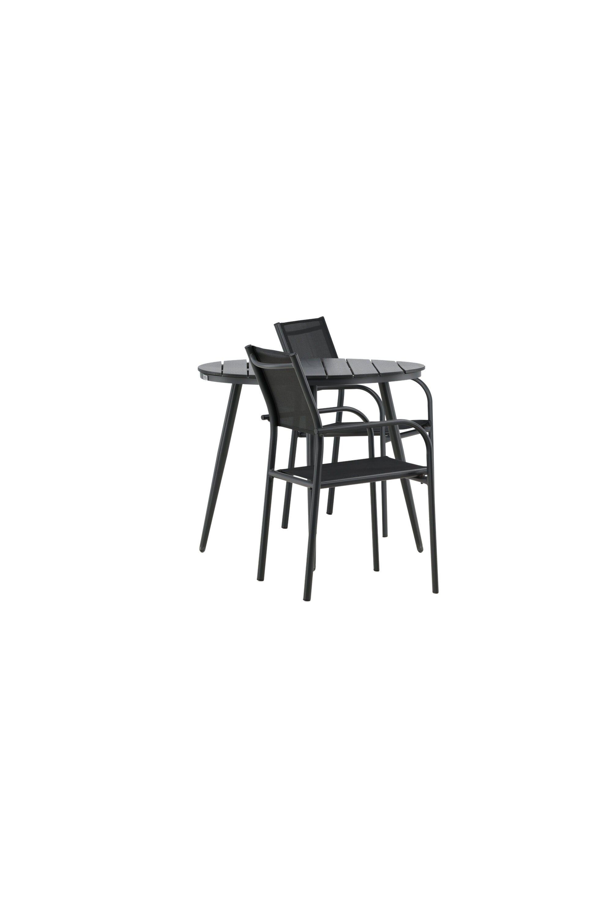 Break Outdoor-Tischset + Santorini ⌀90cm/2St. in Schwarz präsentiert im Onlineshop von KAQTU Design AG. Gartentischset ist von Venture Home