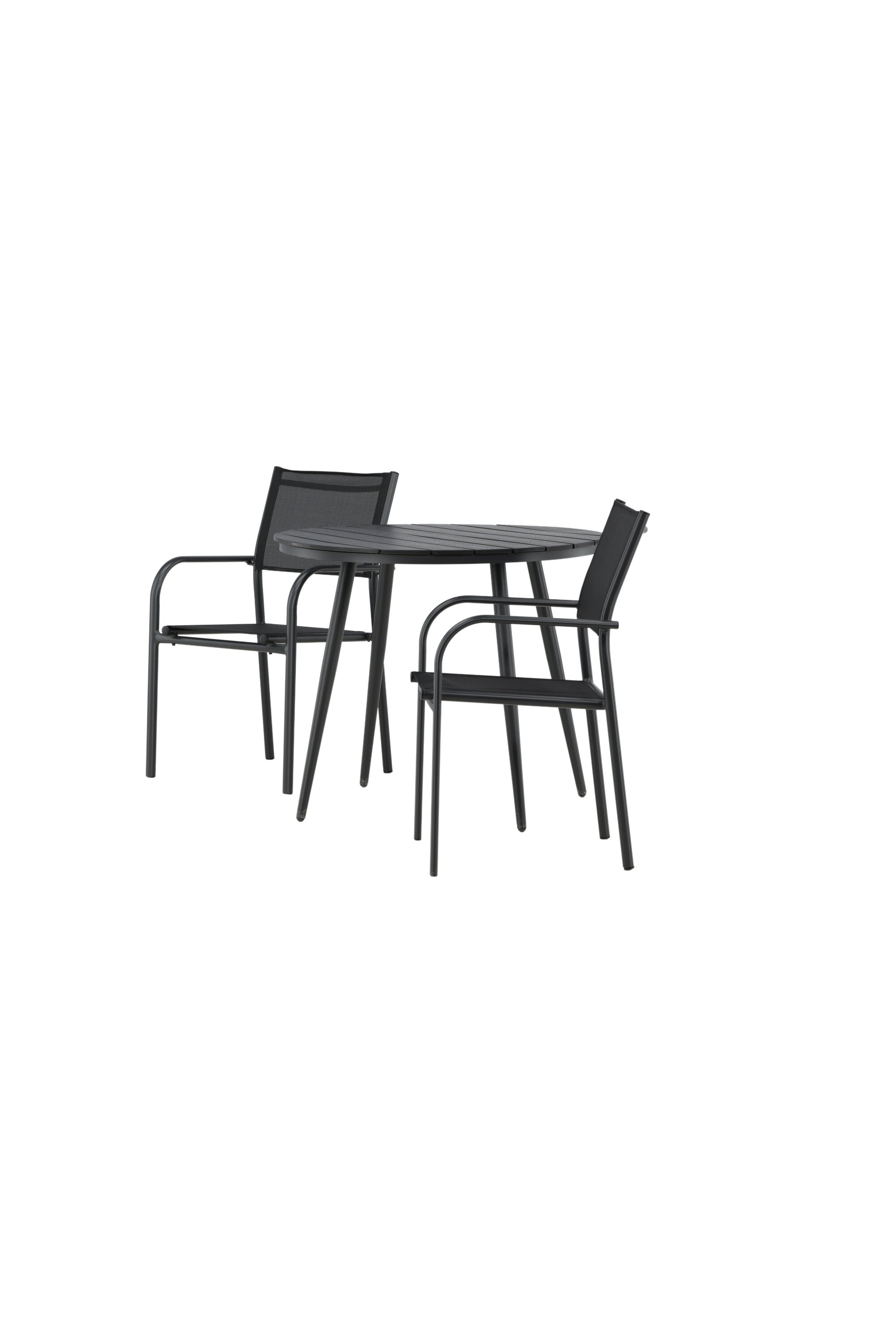 Break Outdoor-Tischset + Santorini ⌀90cm/2St. in Schwarz präsentiert im Onlineshop von KAQTU Design AG. Gartentischset ist von Venture Home