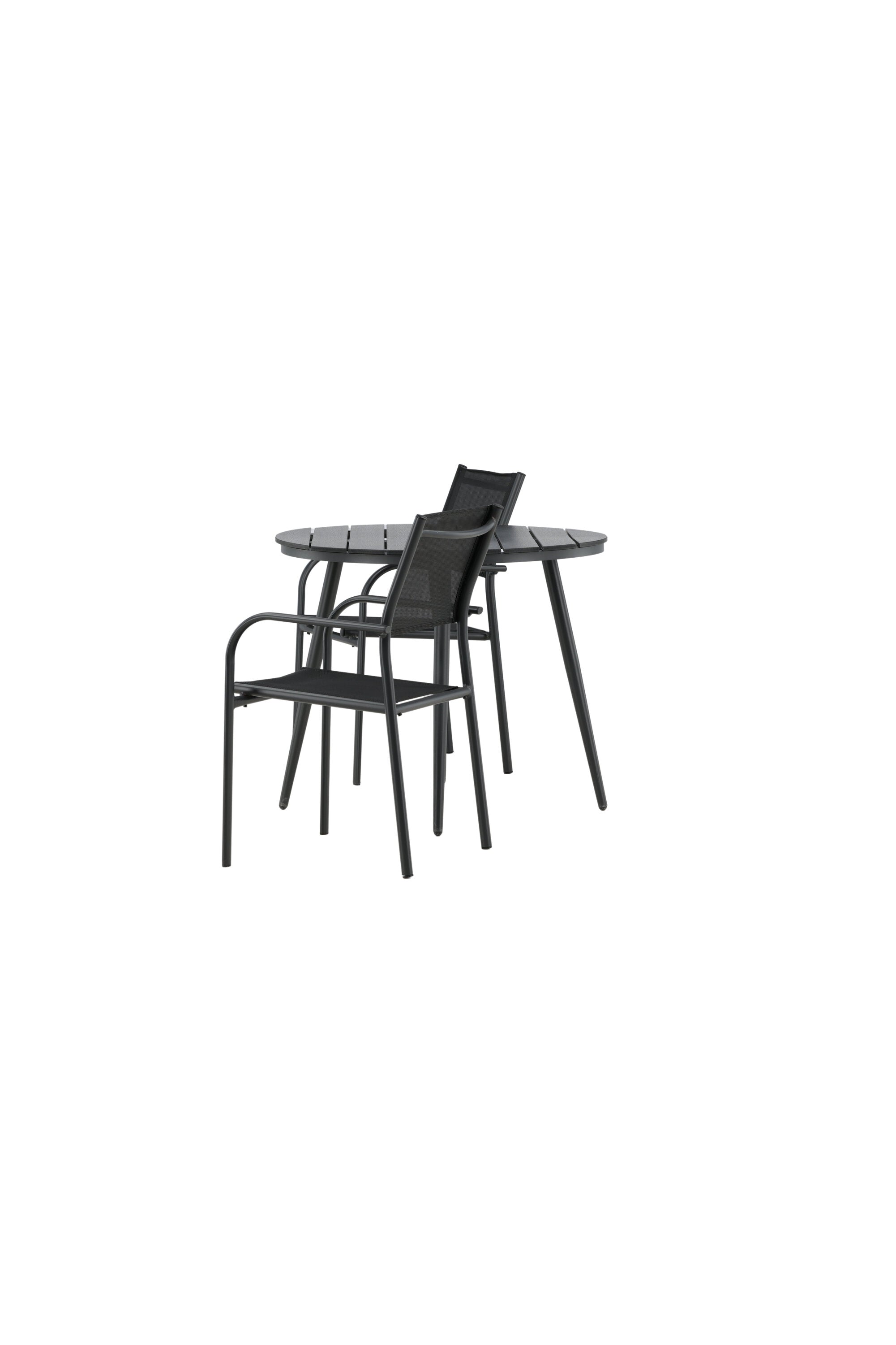 Break Outdoor-Tischset + Santorini ⌀90cm/2St. in Schwarz präsentiert im Onlineshop von KAQTU Design AG. Gartentischset ist von Venture Home