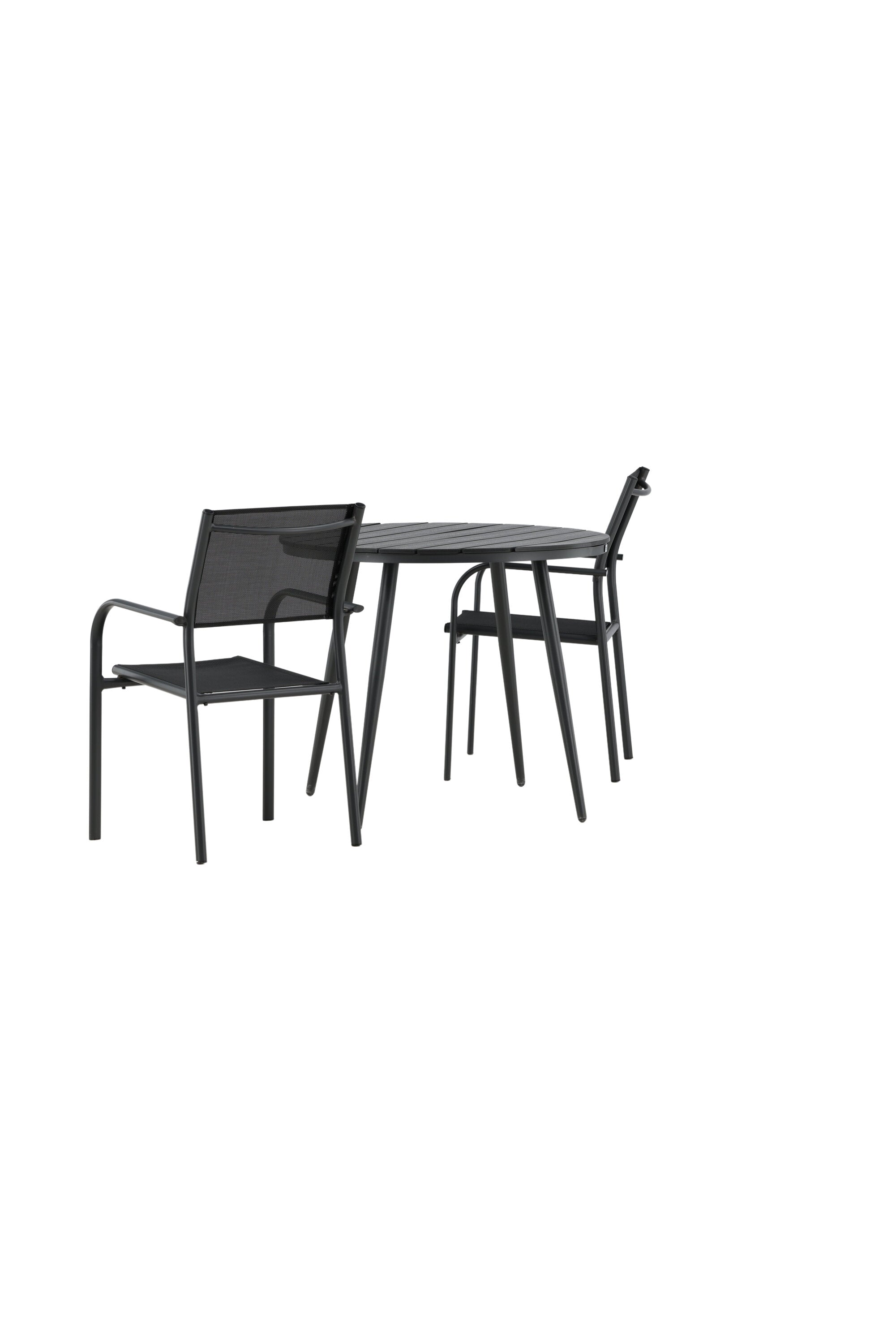 Break Outdoor-Tischset + Santorini ⌀90cm/2St. in Schwarz präsentiert im Onlineshop von KAQTU Design AG. Gartentischset ist von Venture Home