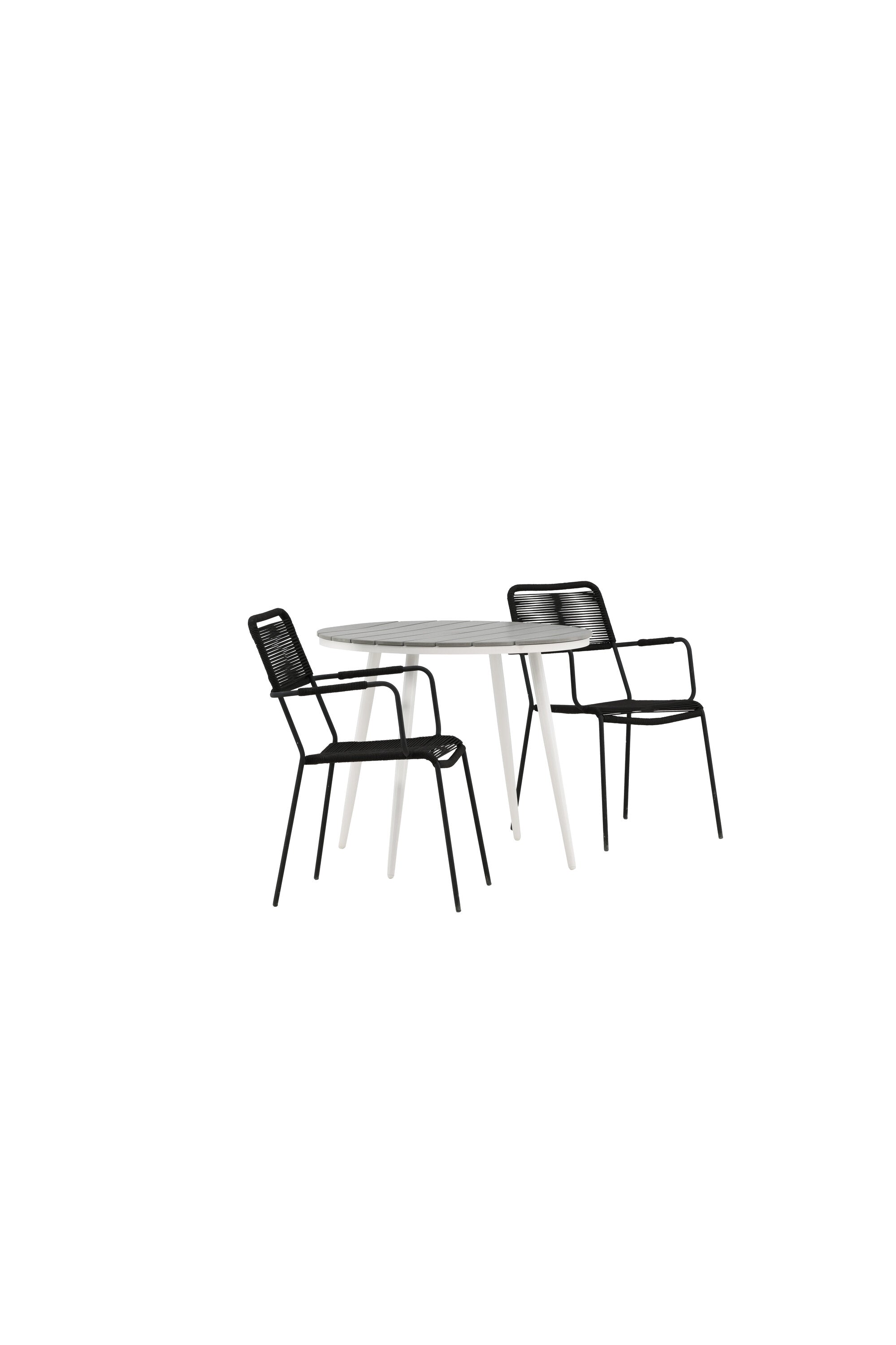 Break Outdoor-Tischset + Lindos Arm ⌀90cm/2St. in Weiss präsentiert im Onlineshop von KAQTU Design AG. Gartentischset ist von Venture Home