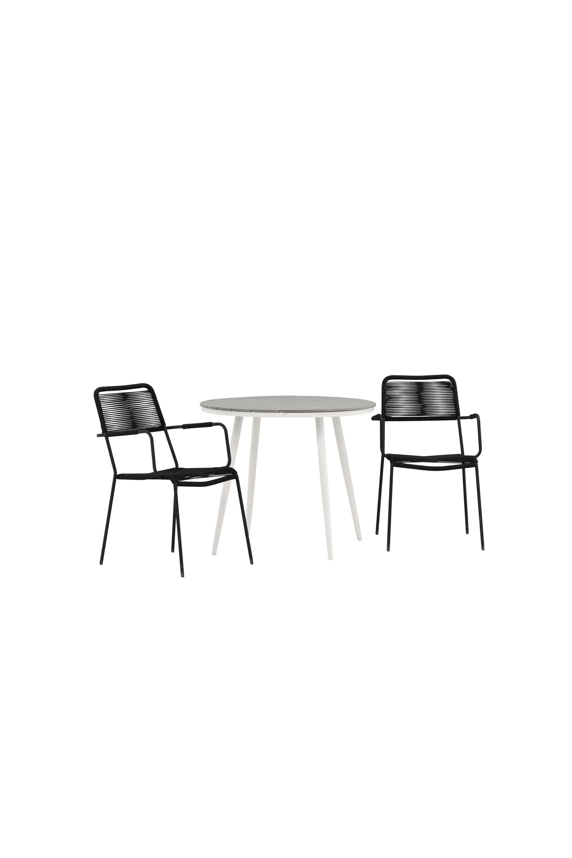 Break Outdoor-Tischset + Lindos Arm ⌀90cm/2St. in Weiss präsentiert im Onlineshop von KAQTU Design AG. Gartentischset ist von Venture Home