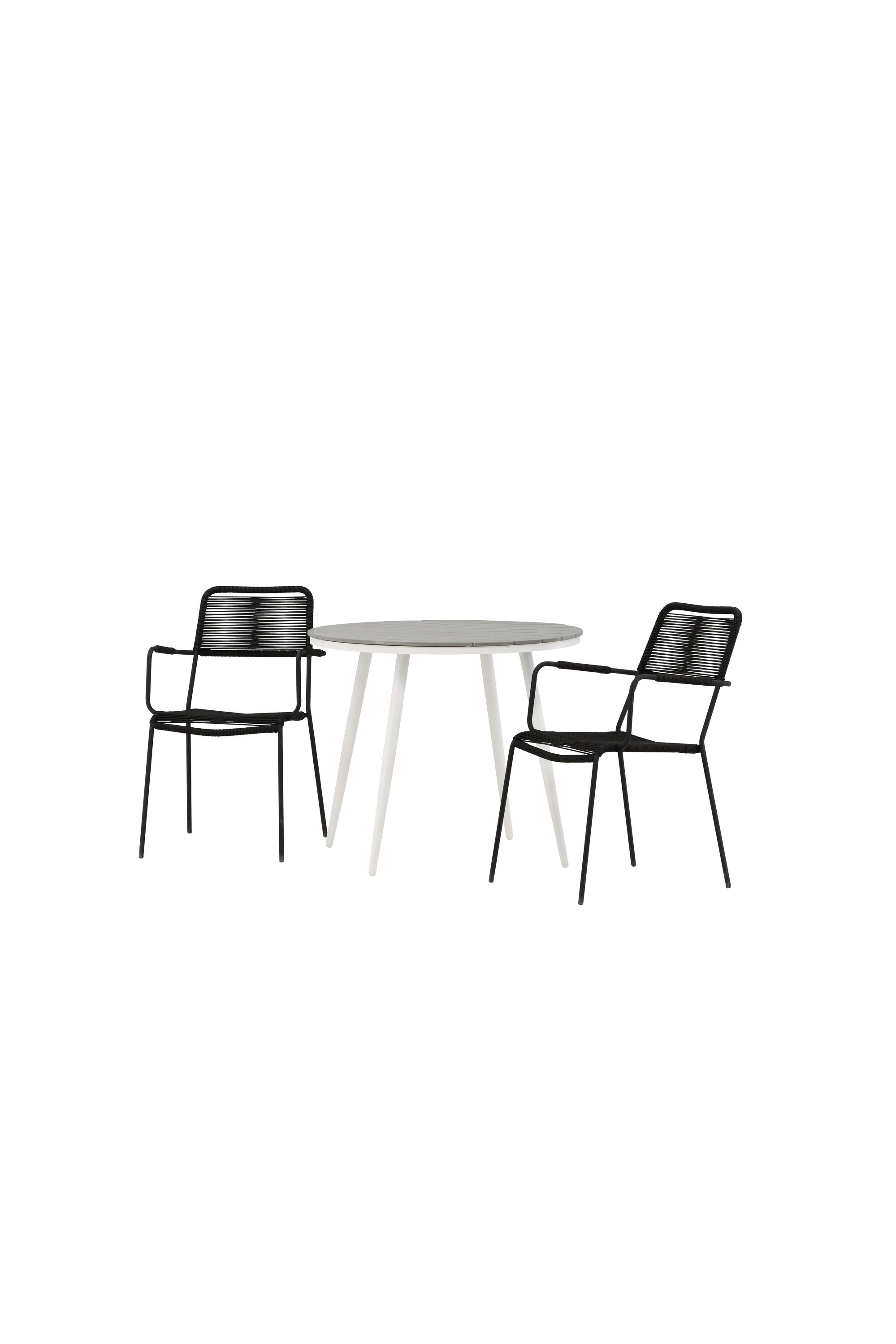 Break Outdoor-Tischset + Lindos Arm ⌀90cm/2St. in Weiss präsentiert im Onlineshop von KAQTU Design AG. Gartentischset ist von Venture Home