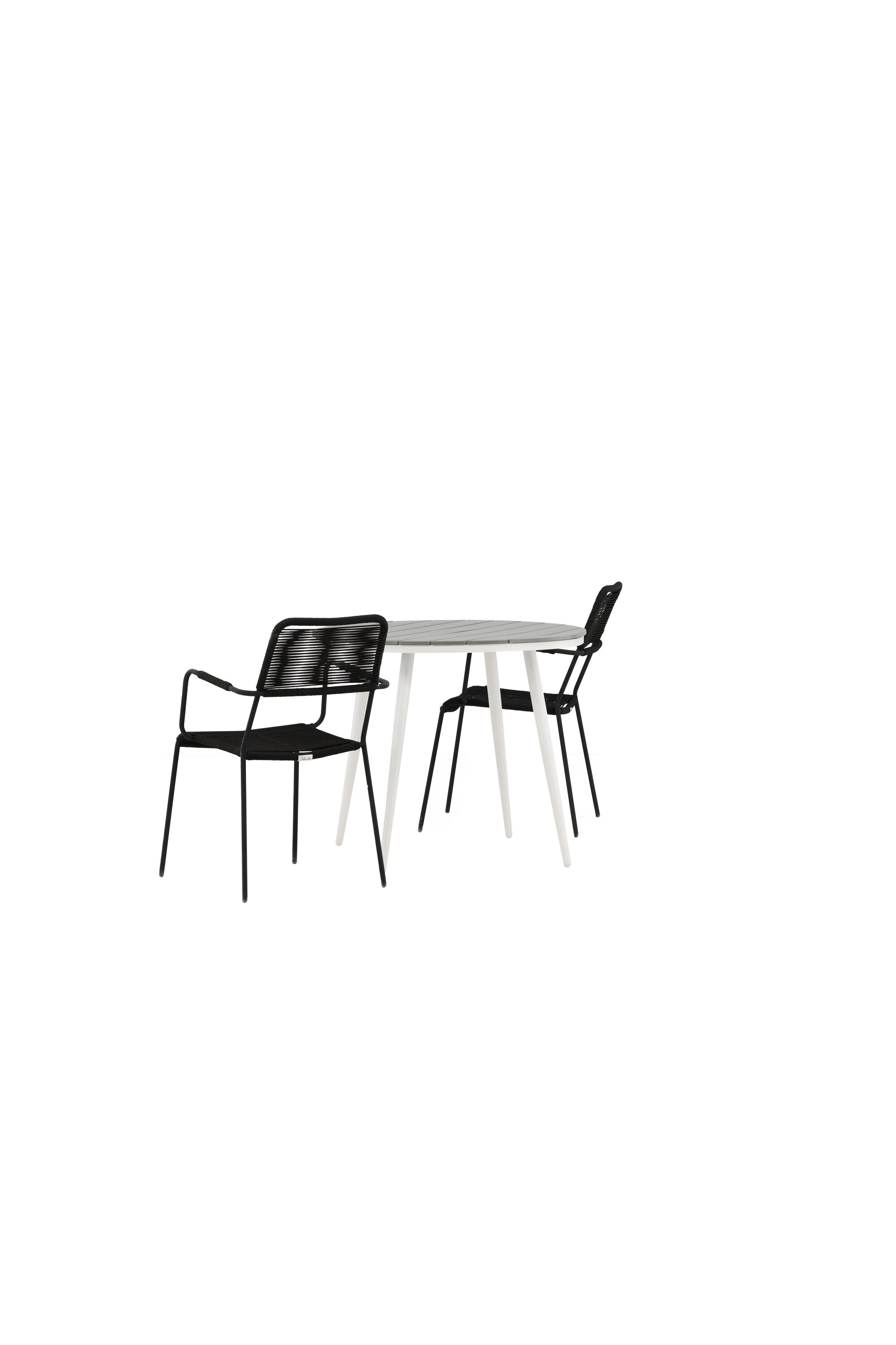 Break Outdoor-Tischset + Lindos Arm ⌀90cm/2St. in Weiss präsentiert im Onlineshop von KAQTU Design AG. Gartentischset ist von Venture Home