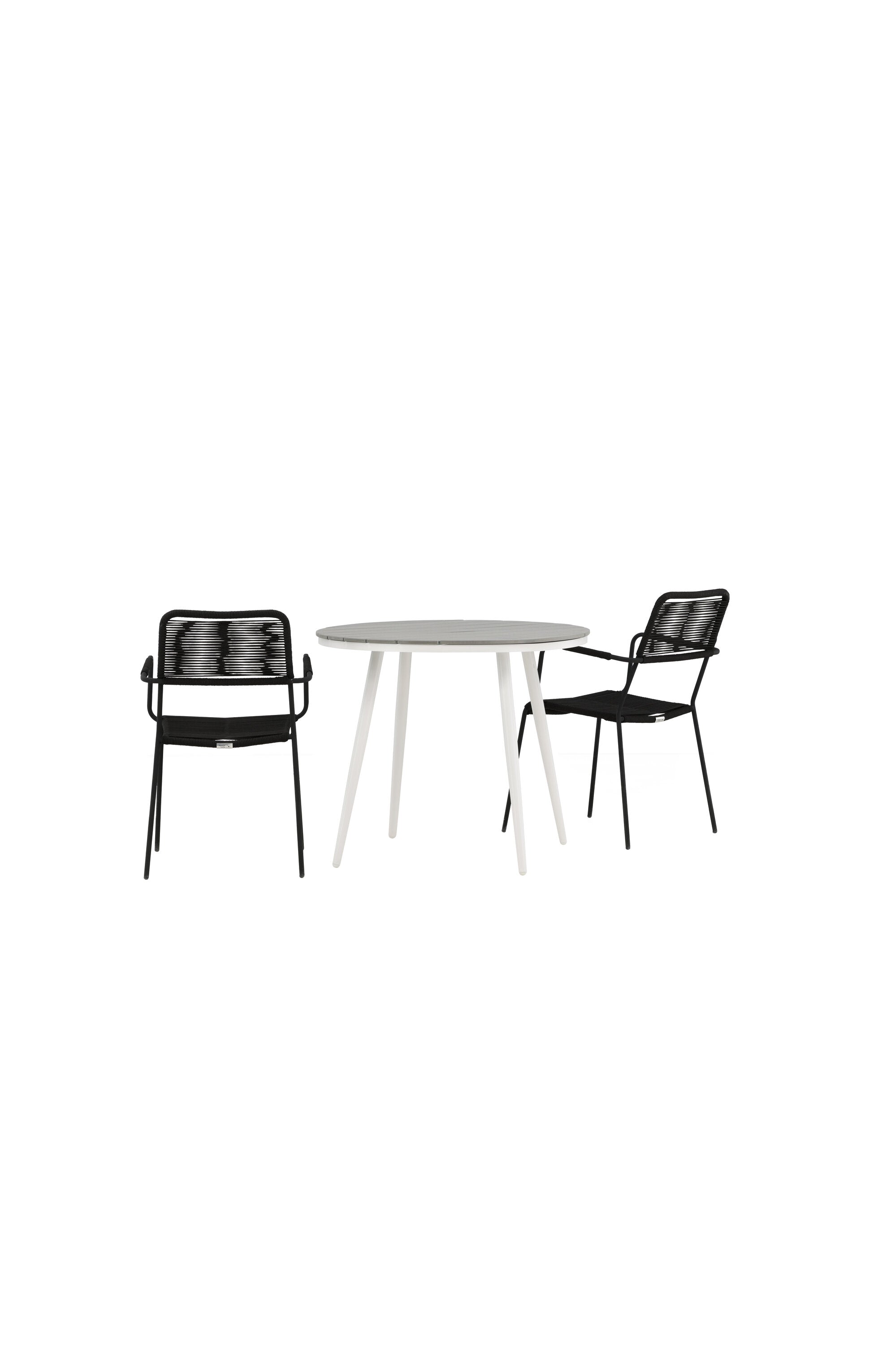 Break Outdoor-Tischset + Lindos Arm ⌀90cm/2St. in Weiss präsentiert im Onlineshop von KAQTU Design AG. Gartentischset ist von Venture Home
