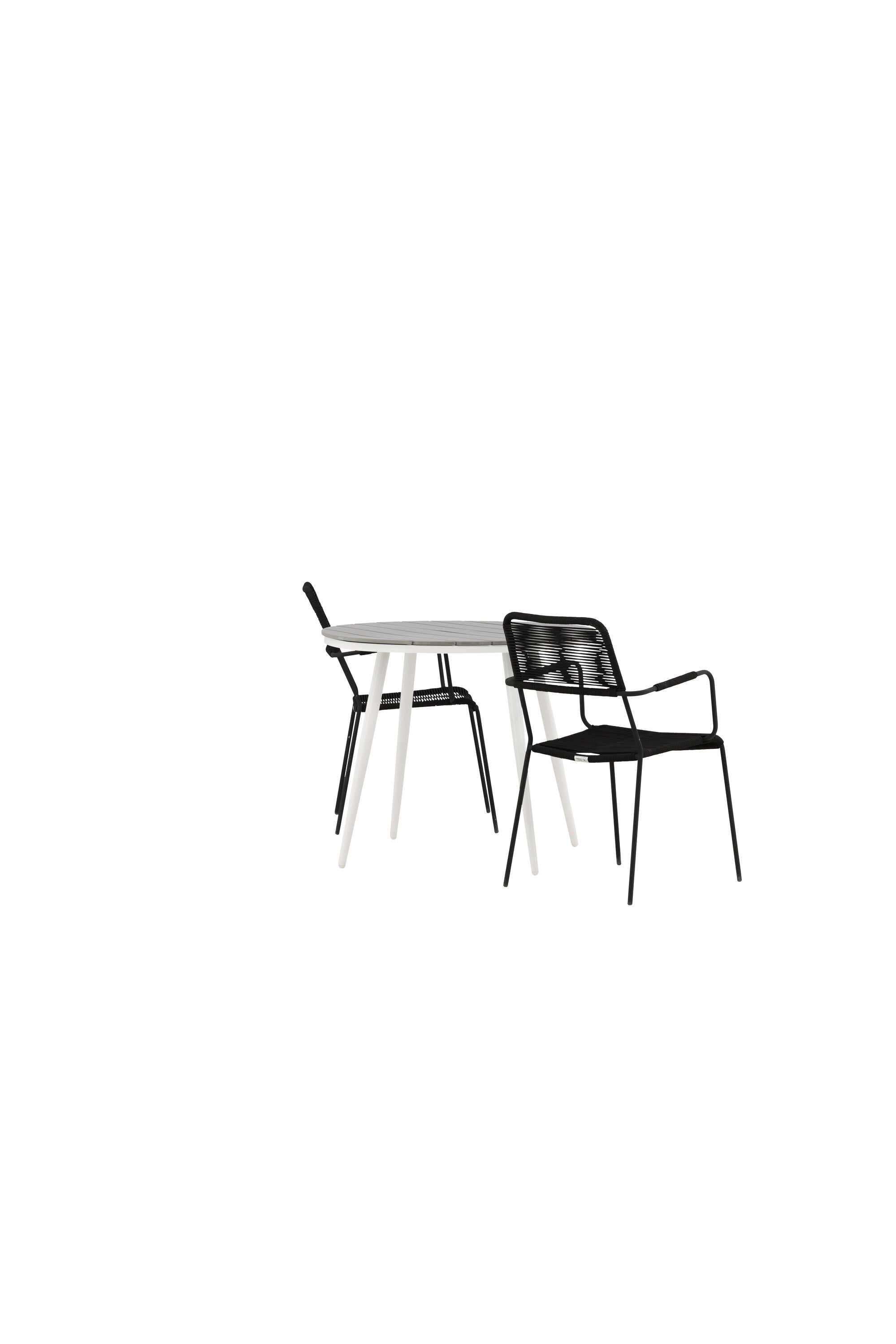 Break Outdoor-Tischset + Lindos Arm ⌀90cm/2St. in Weiss präsentiert im Onlineshop von KAQTU Design AG. Gartentischset ist von Venture Home
