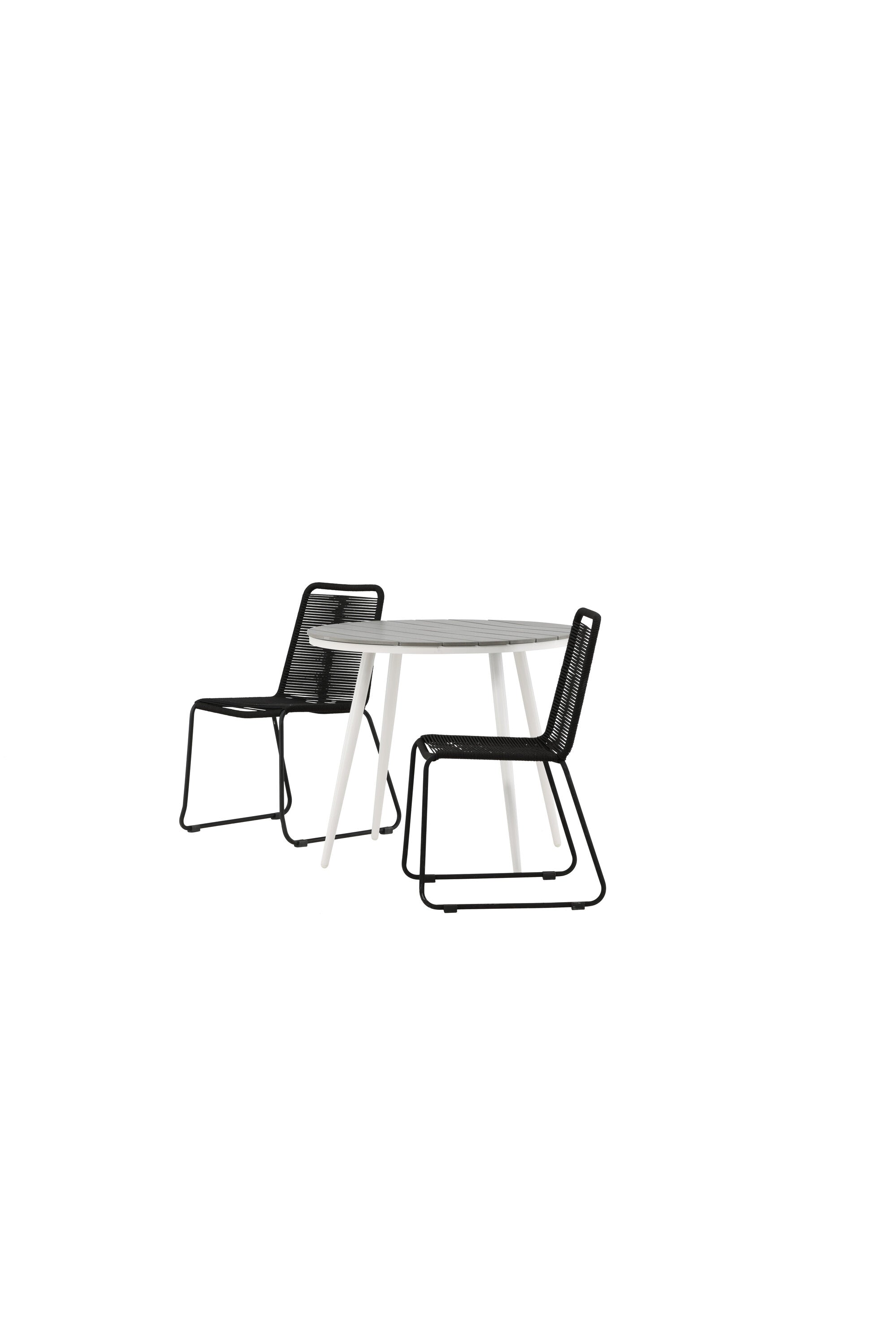 Break Outdoor-Tischset + Lindos Stack ⌀90cm/2St. in Weiss präsentiert im Onlineshop von KAQTU Design AG. Gartentischset ist von Venture Home