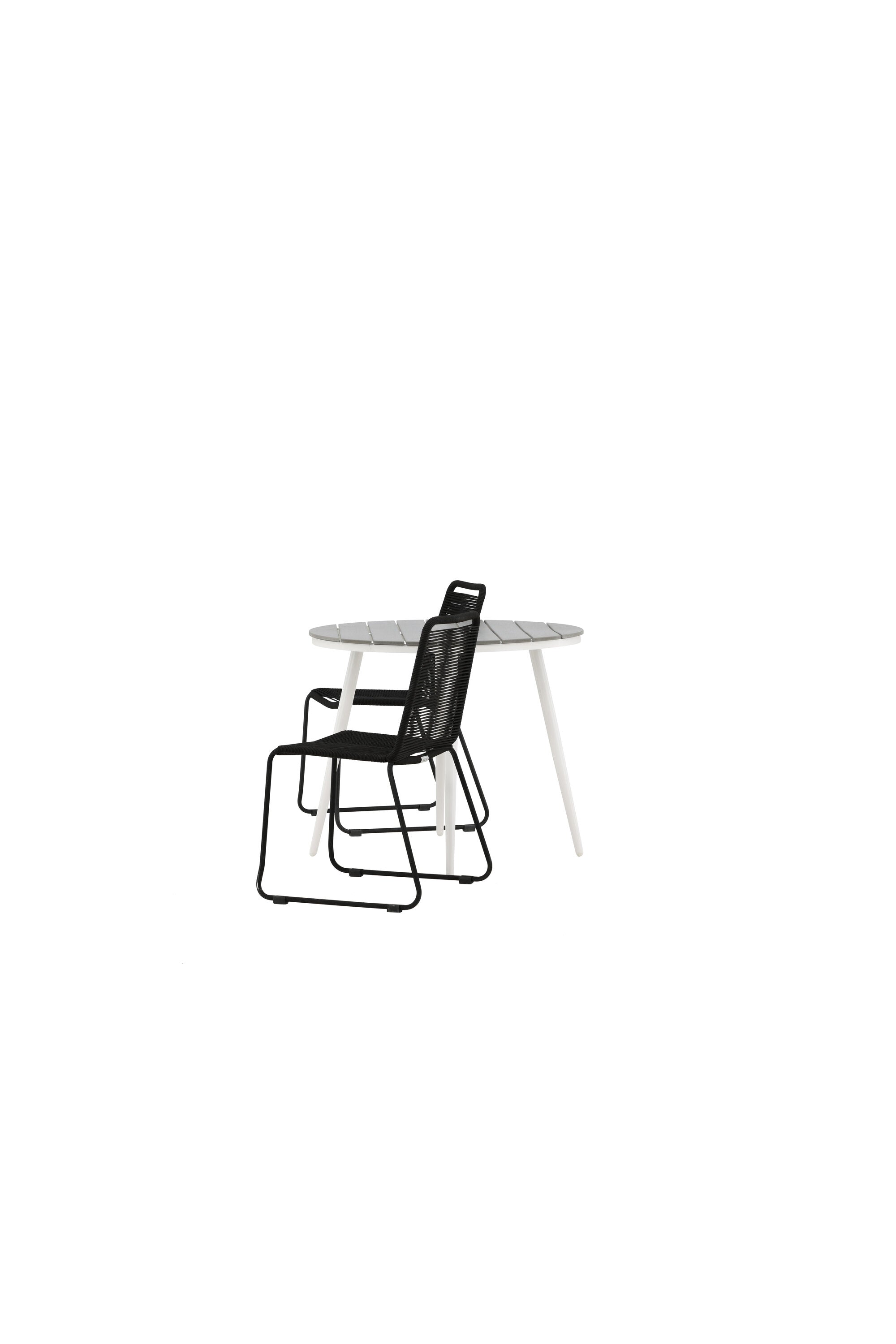Break Outdoor-Tischset + Lindos Stack ⌀90cm/2St. in Weiss präsentiert im Onlineshop von KAQTU Design AG. Gartentischset ist von Venture Home