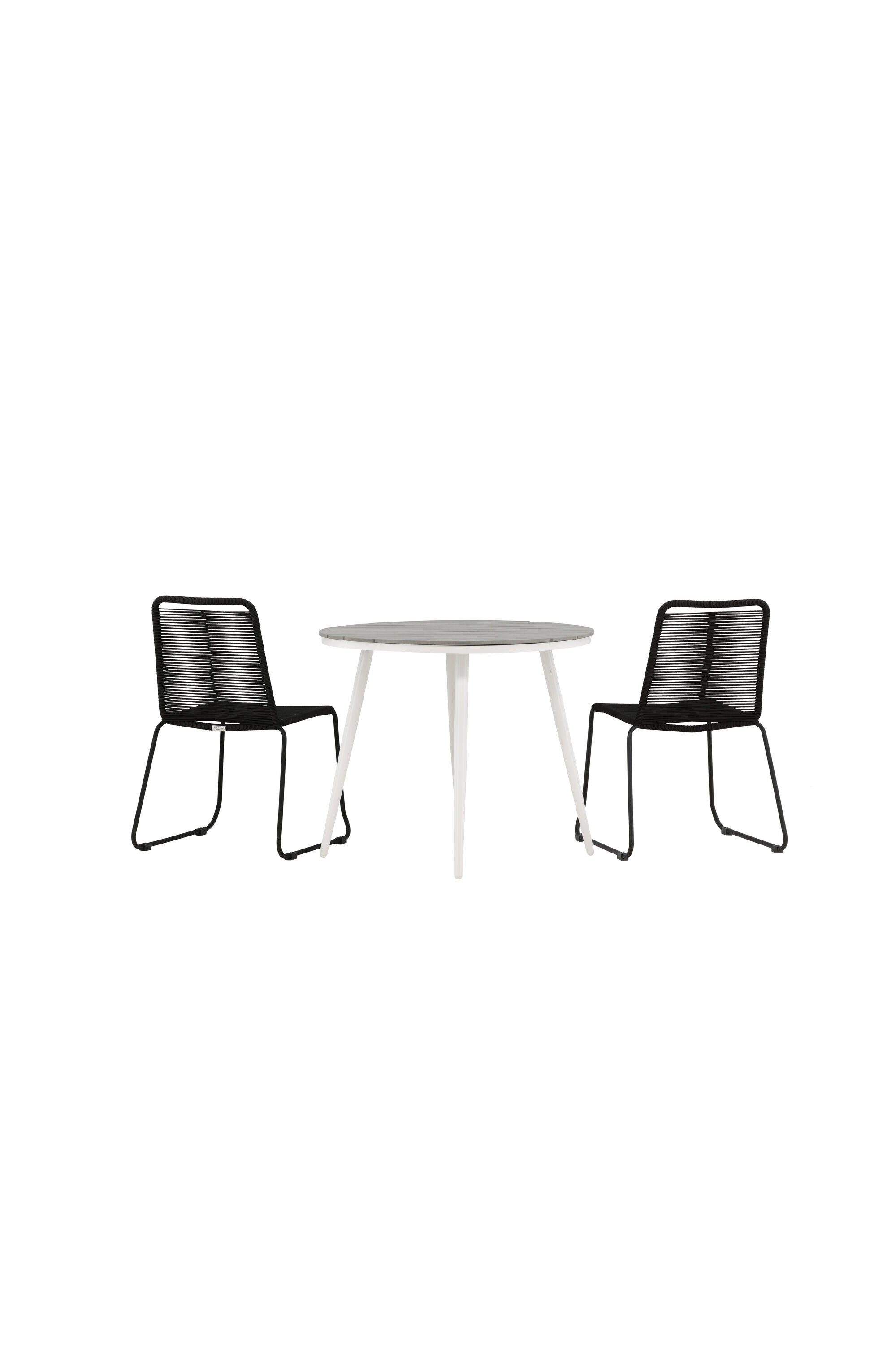 Break Outdoor-Tischset + Lindos Stack ⌀90cm/2St. in Weiss präsentiert im Onlineshop von KAQTU Design AG. Gartentischset ist von Venture Home