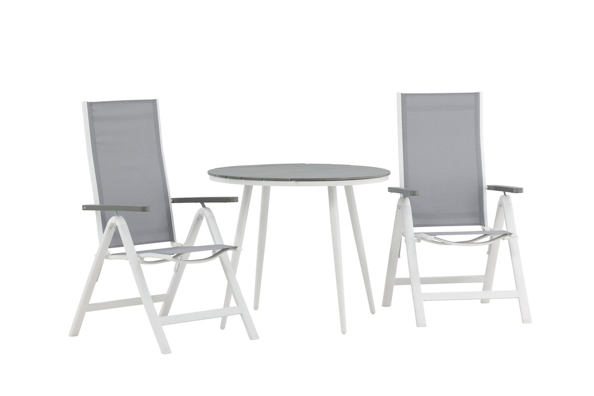 Break Outdoor-Tischset + Albany ⌀90cm/2St. in Weiss präsentiert im Onlineshop von KAQTU Design AG. Gartentischset ist von Venture Home
