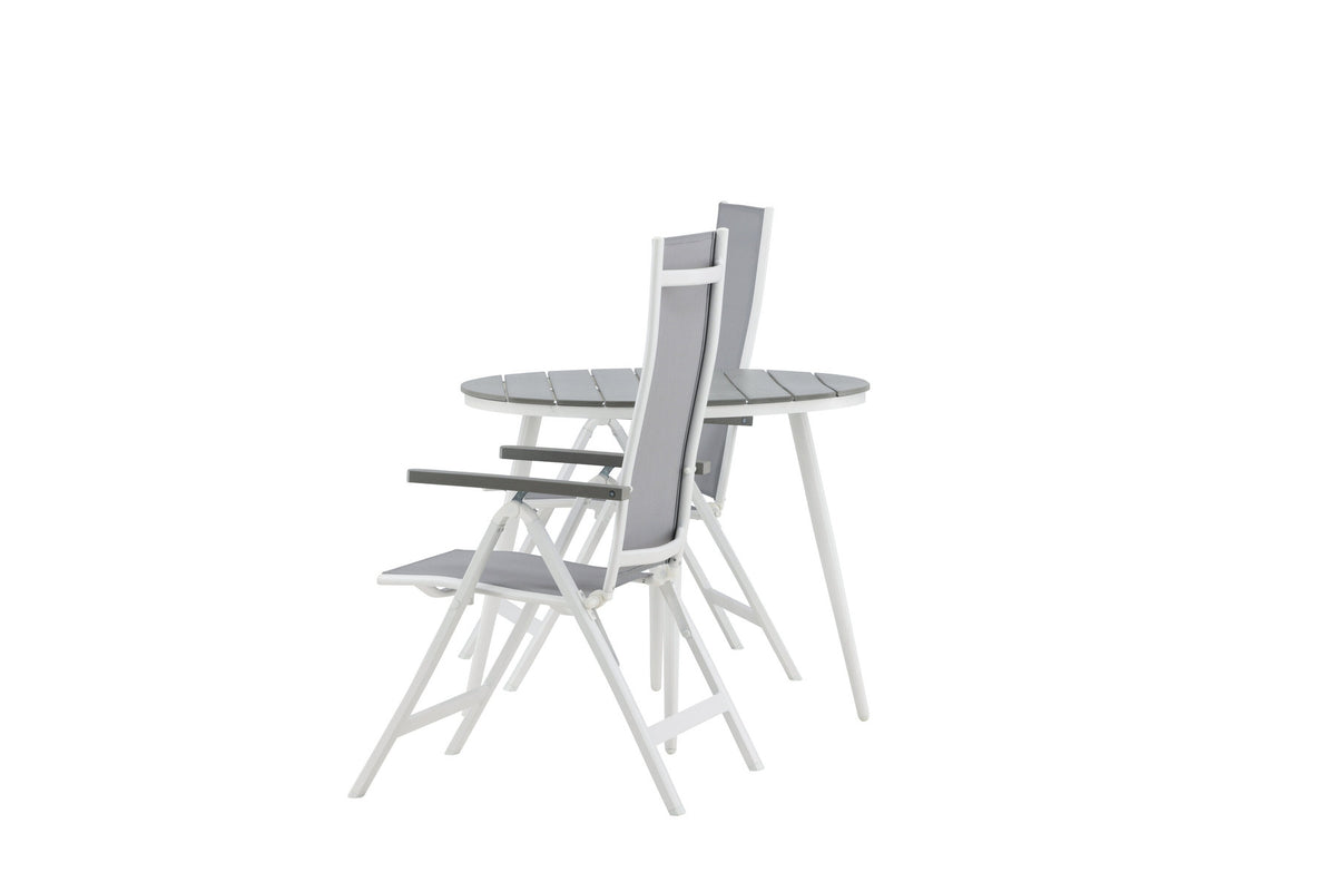Break Outdoor-Tischset + Albany ⌀90cm/2St. in Weiss präsentiert im Onlineshop von KAQTU Design AG. Gartentischset ist von Venture Home