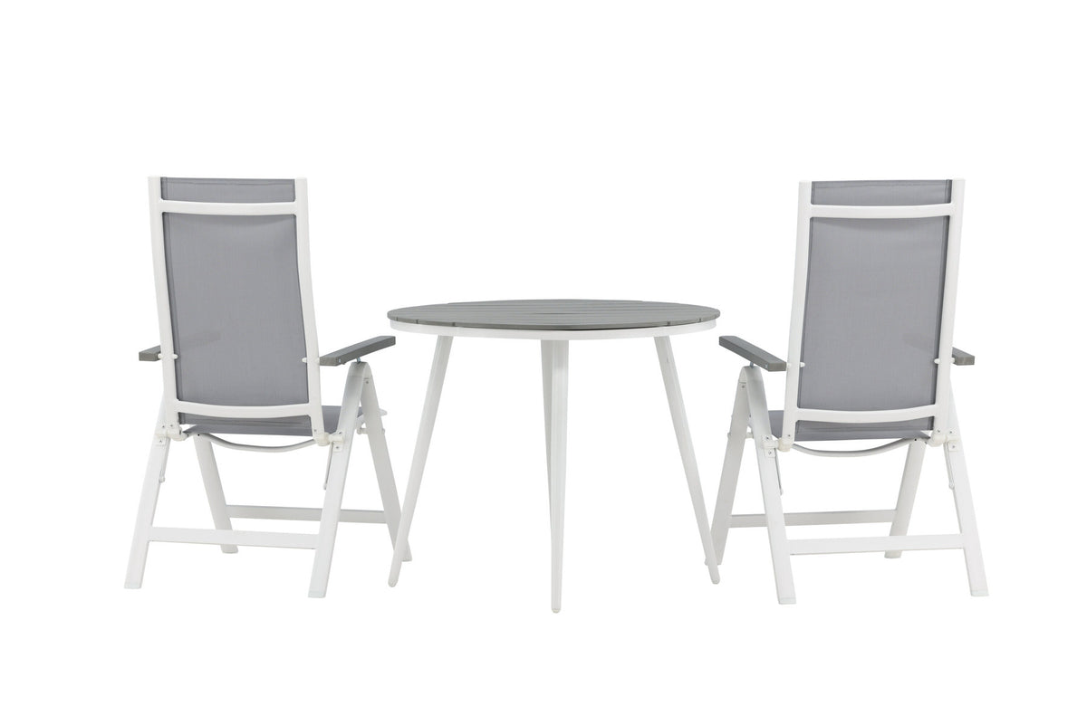 Break Outdoor-Tischset + Albany ⌀90cm/2St. in Weiss präsentiert im Onlineshop von KAQTU Design AG. Gartentischset ist von Venture Home