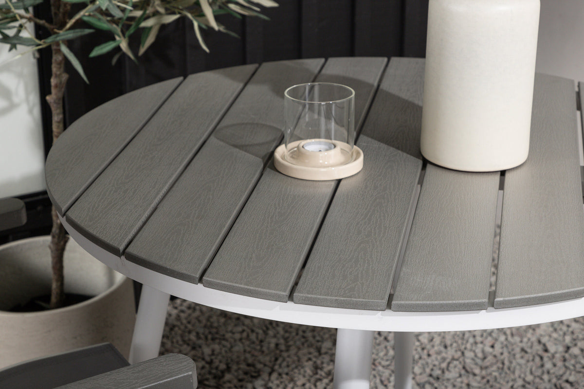 Break Outdoor-Tischset + Albany ⌀90cm/2St. in Weiss präsentiert im Onlineshop von KAQTU Design AG. Gartentischset ist von Venture Home