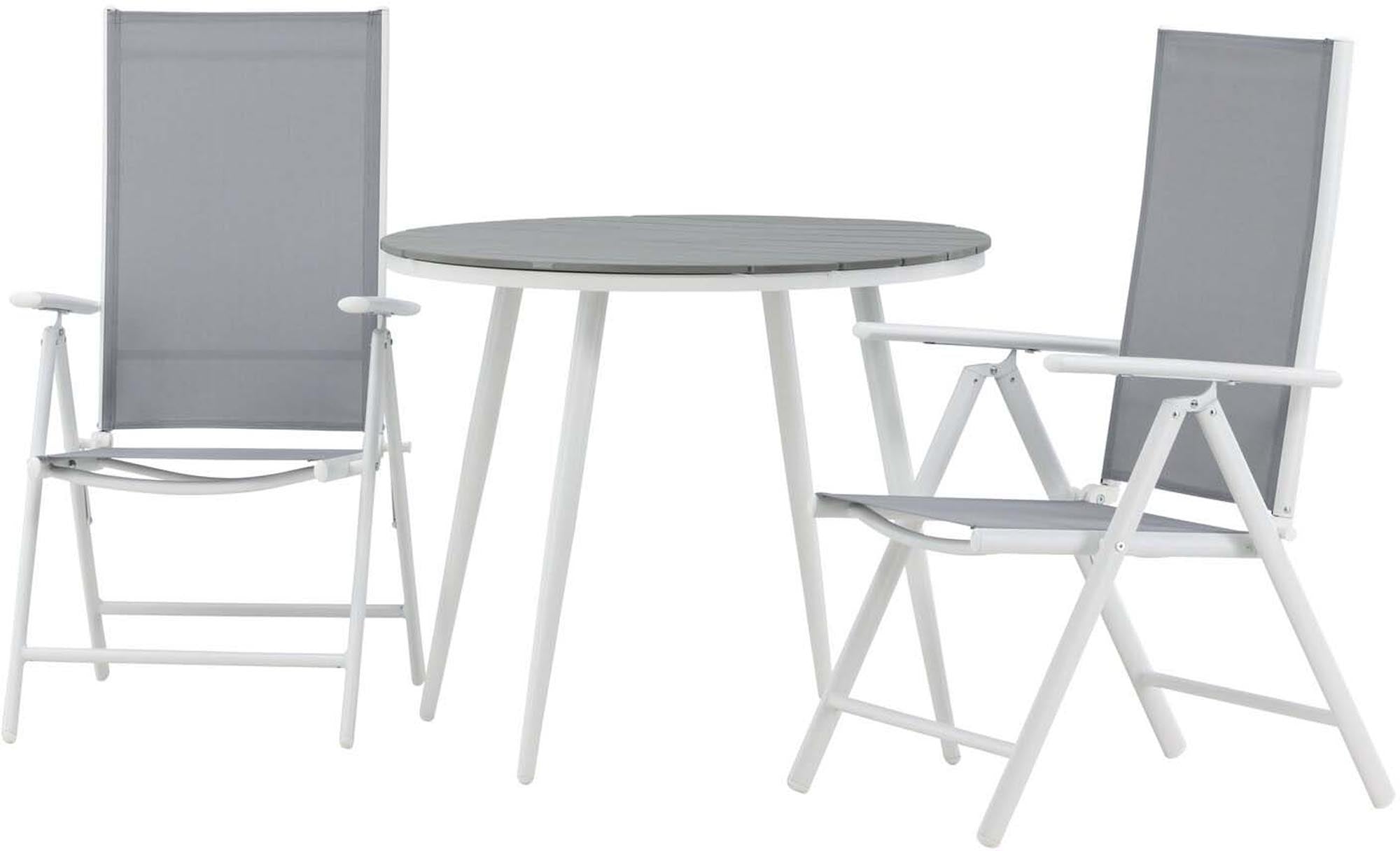 Entdecken Sie das Break Outdoor-Tischset ⌀90cm von Venture Home – ideal für stilvolle Gartenpartys und entspannte Abende im Freien.