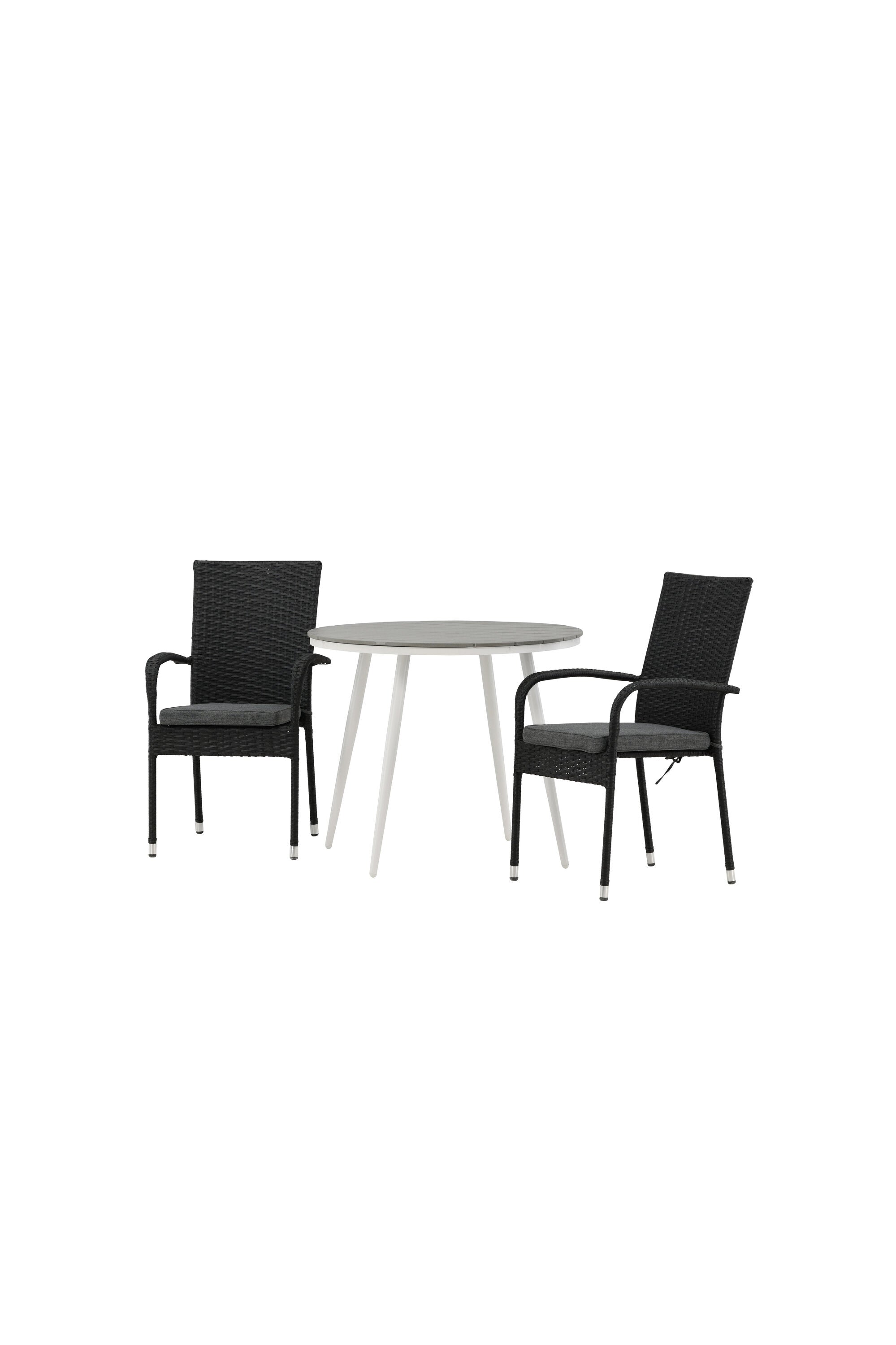 Break Outdoor-Tischset + Anna ⌀90cm/2St. in Weiss / Grau präsentiert im Onlineshop von KAQTU Design AG. Gartentischset ist von Venture Home