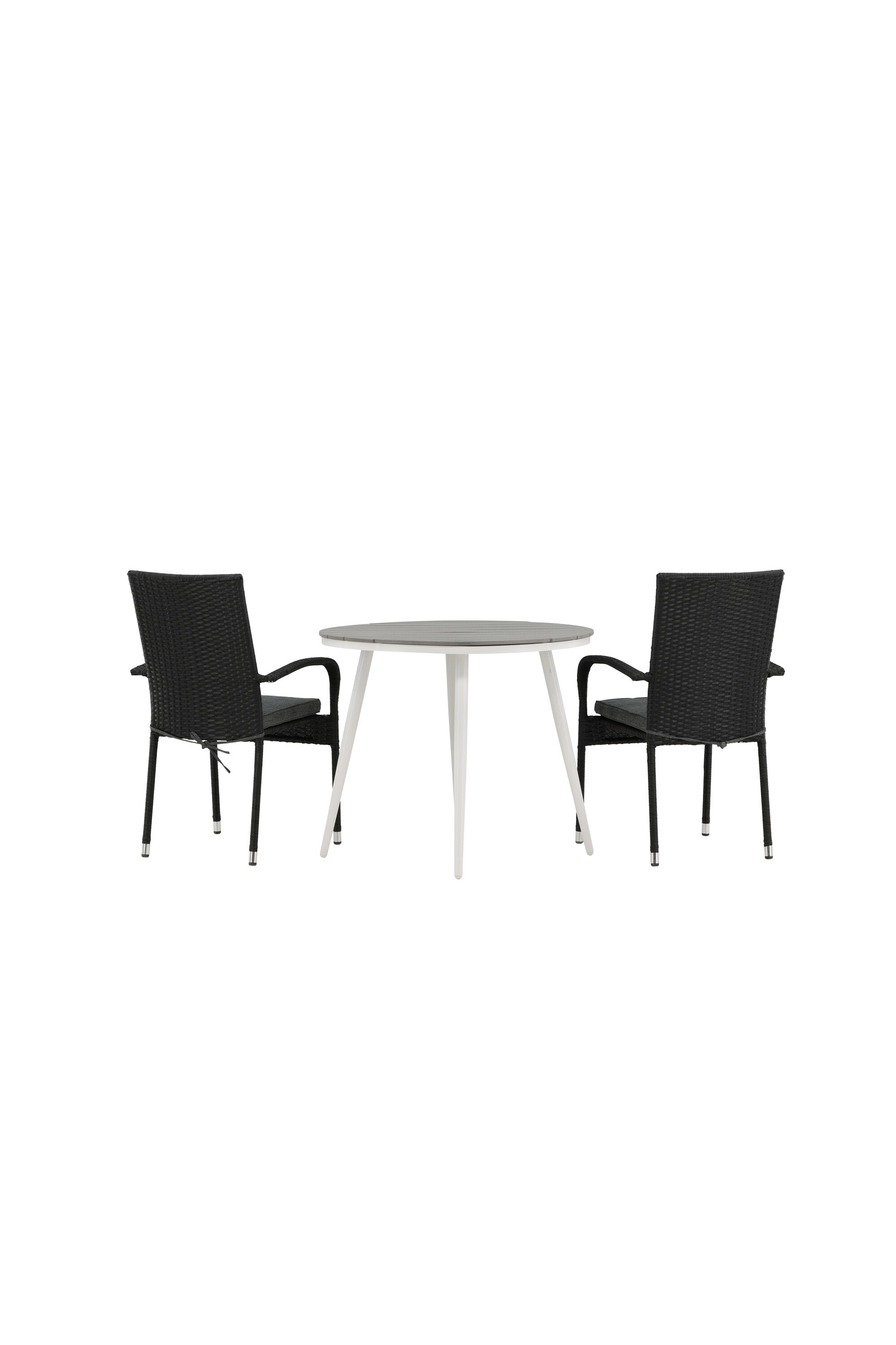 Break Outdoor-Tischset + Anna ⌀90cm/2St. in Weiss / Grau präsentiert im Onlineshop von KAQTU Design AG. Gartentischset ist von Venture Home