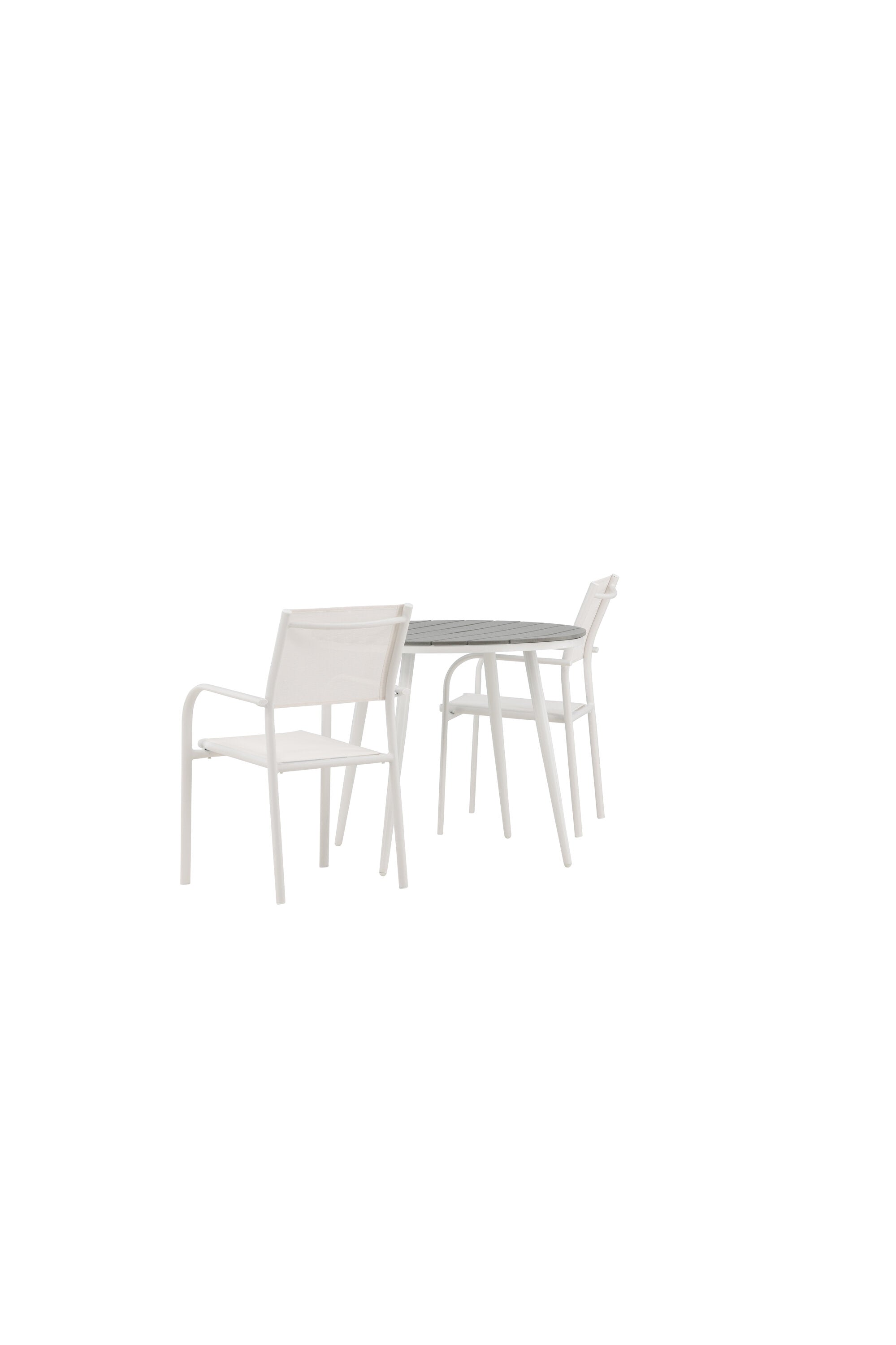 Break Outdoor-Tischset + Santorini ⌀90cm/2St. in Weiss präsentiert im Onlineshop von KAQTU Design AG. Gartentischset ist von Venture Home