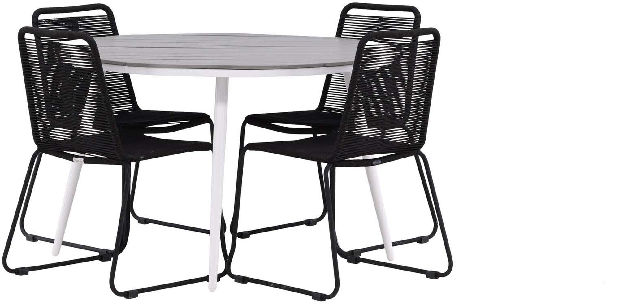 Entdecken Sie das Break Outdoor-Tischset + Lindos Stack ⌀120cm/4St. von Venture Home – stilvoll, robust und ideal für Garten, Terrasse und Balkon.