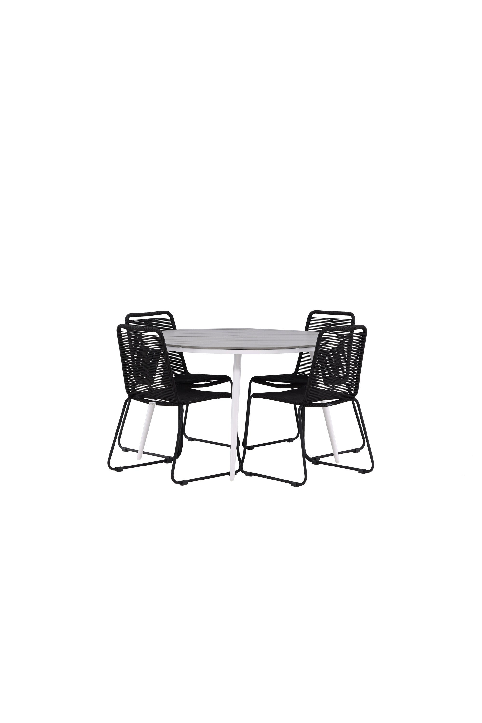 Break Outdoor-Tischset + Lindos Stack ⌀120cm/4St. in Weiss präsentiert im Onlineshop von KAQTU Design AG. Gartentischset ist von Venture Home
