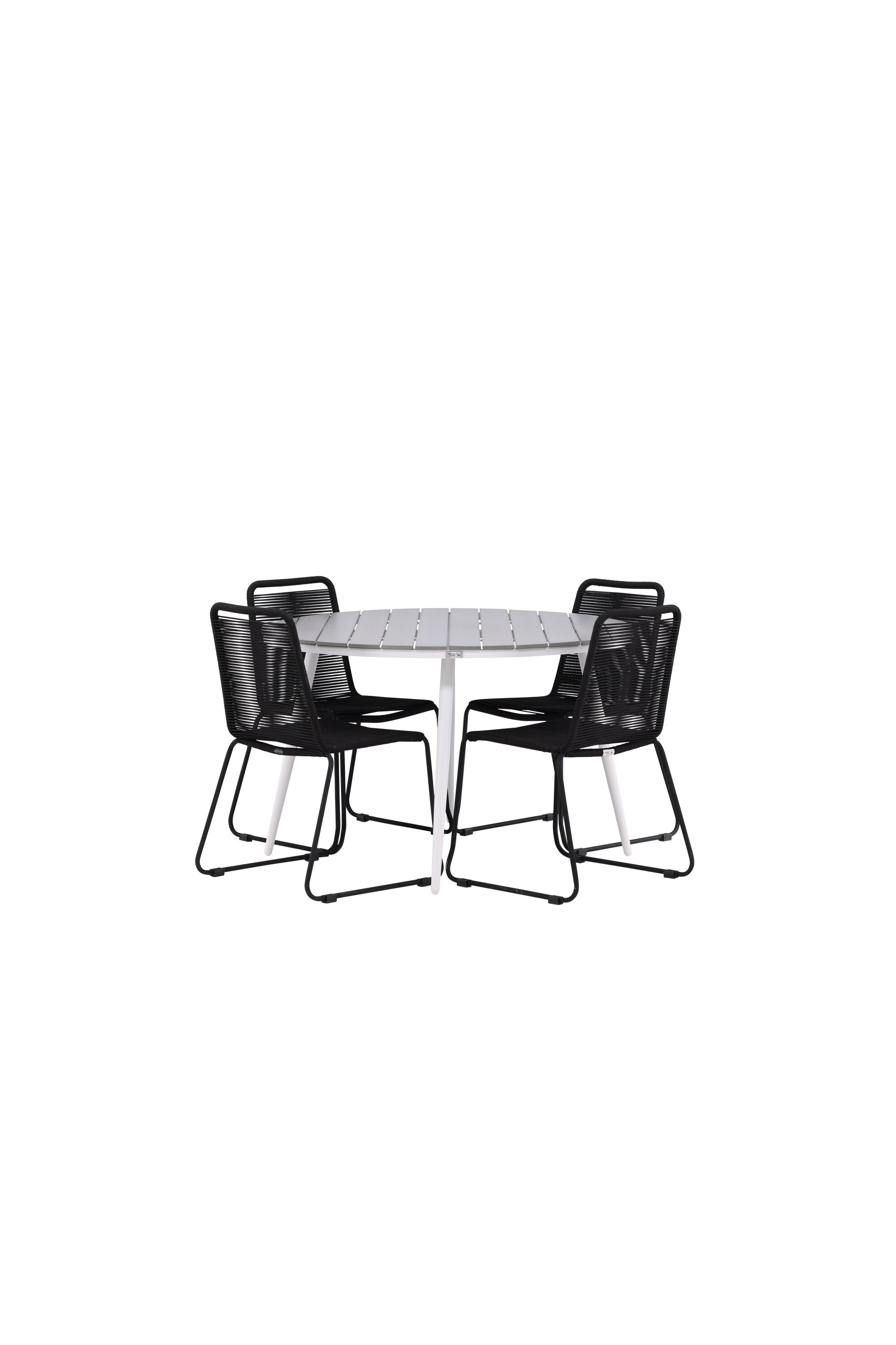 Break Outdoor-Tischset + Lindos Stack ⌀120cm/4St. in Weiss präsentiert im Onlineshop von KAQTU Design AG. Gartentischset ist von Venture Home