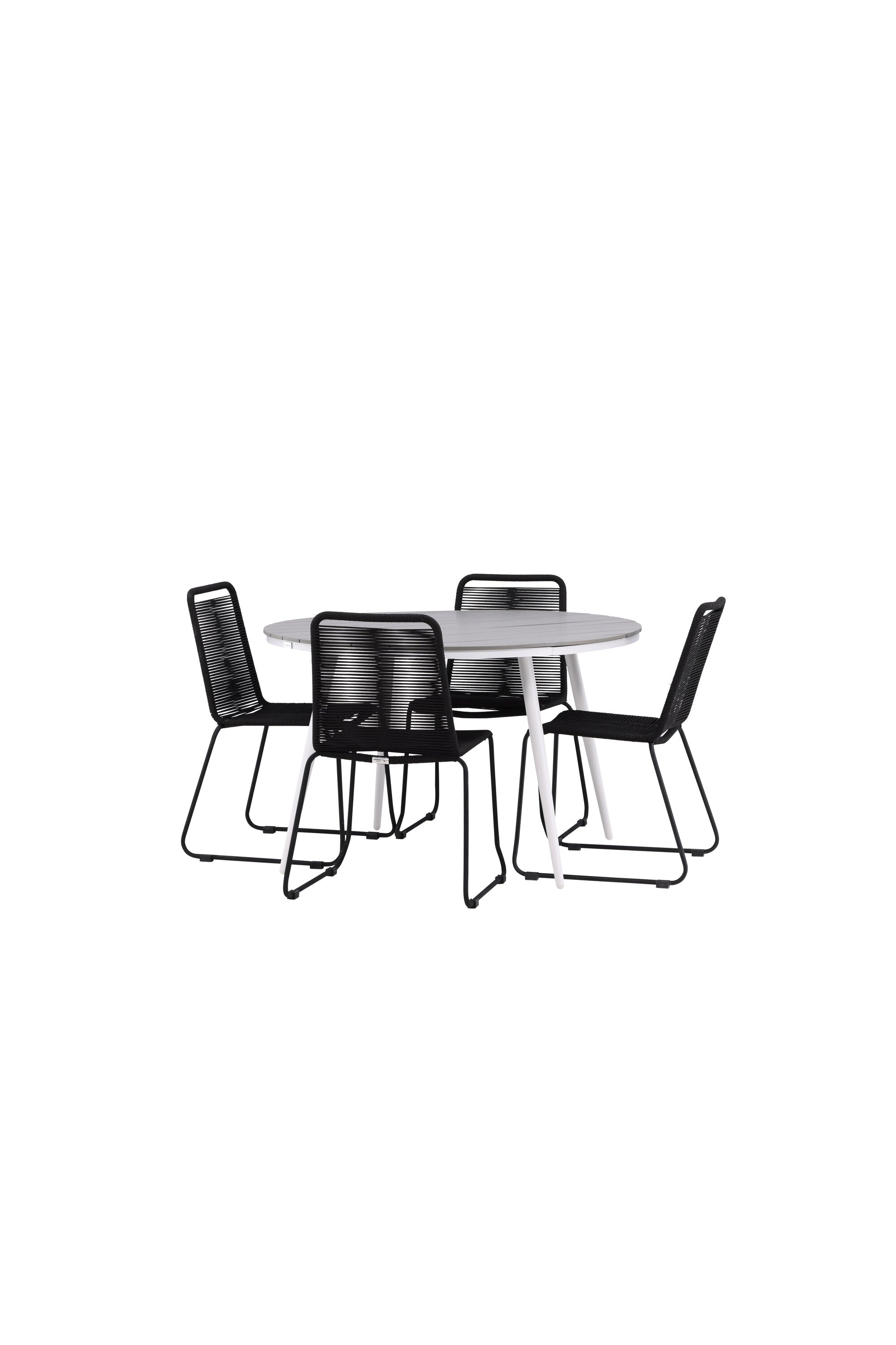 Break Outdoor-Tischset + Lindos Stack ⌀120cm/4St. in Weiss präsentiert im Onlineshop von KAQTU Design AG. Gartentischset ist von Venture Home