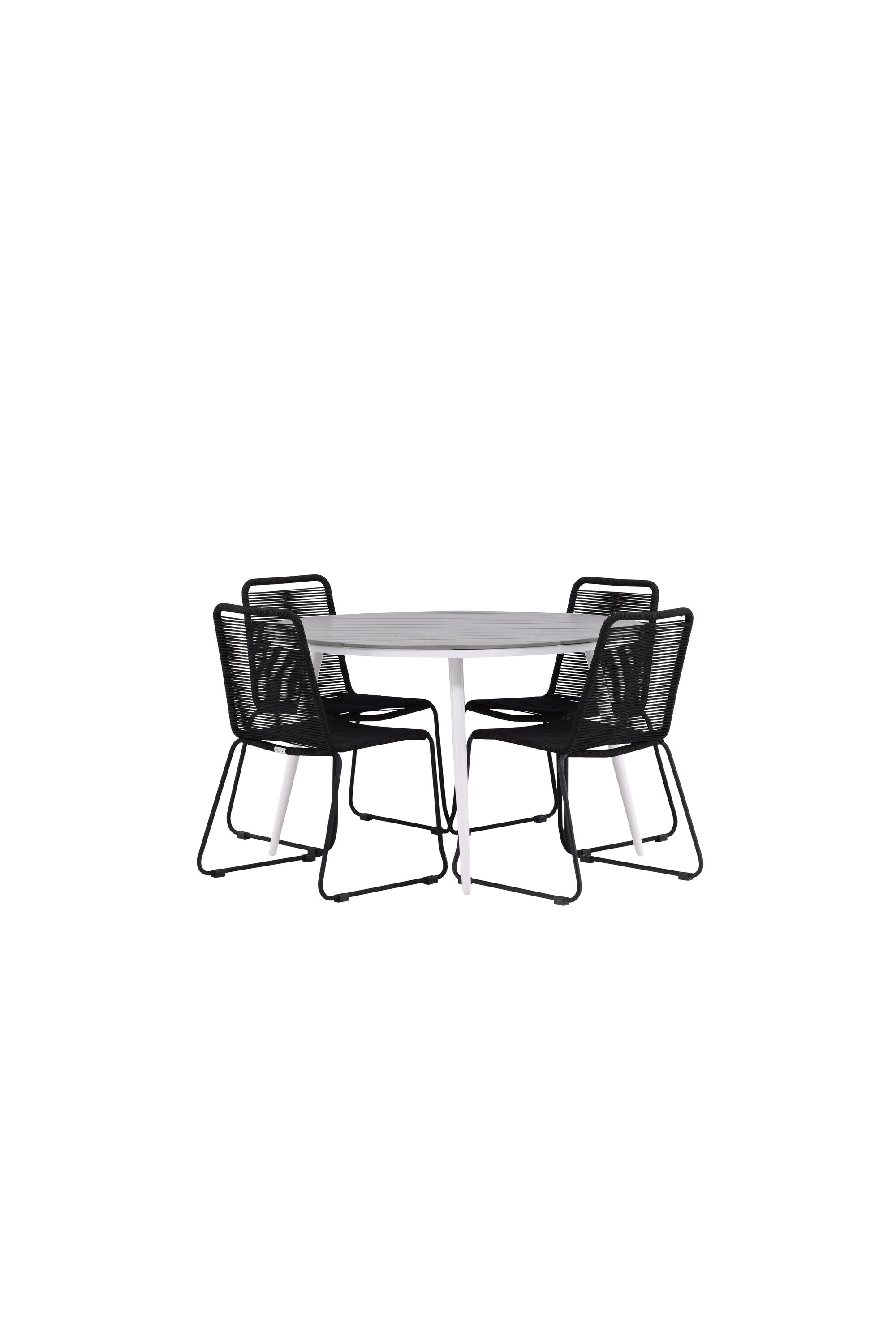 Break Outdoor-Tischset + Lindos Stack ⌀120cm/4St. in Weiss präsentiert im Onlineshop von KAQTU Design AG. Gartentischset ist von Venture Home
