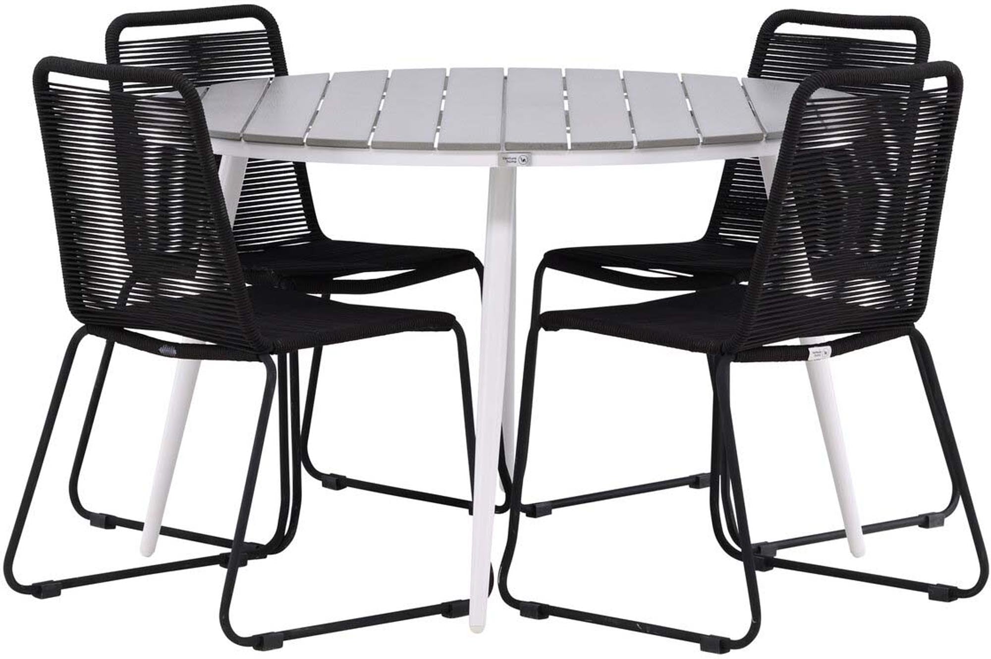 Genießen Sie stilvolle Momente im Freien mit dem Break Outdoor-Tischset von Venture Home. Robuster Tisch und elegante Lindos-Stühle für jeden Außenbereich.