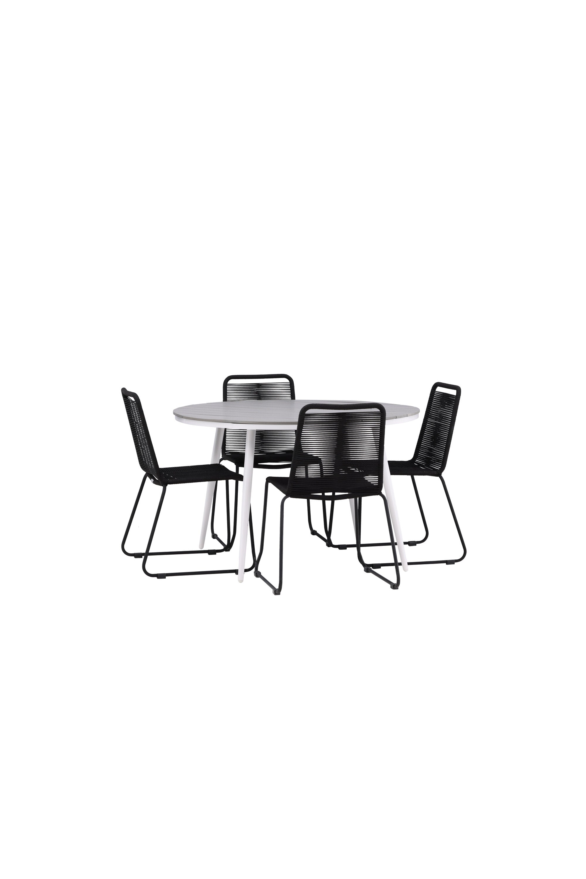 Break Outdoor-Tischset + Lindos Stack ⌀120cm/4St. in Weiss präsentiert im Onlineshop von KAQTU Design AG. Gartentischset ist von Venture Home