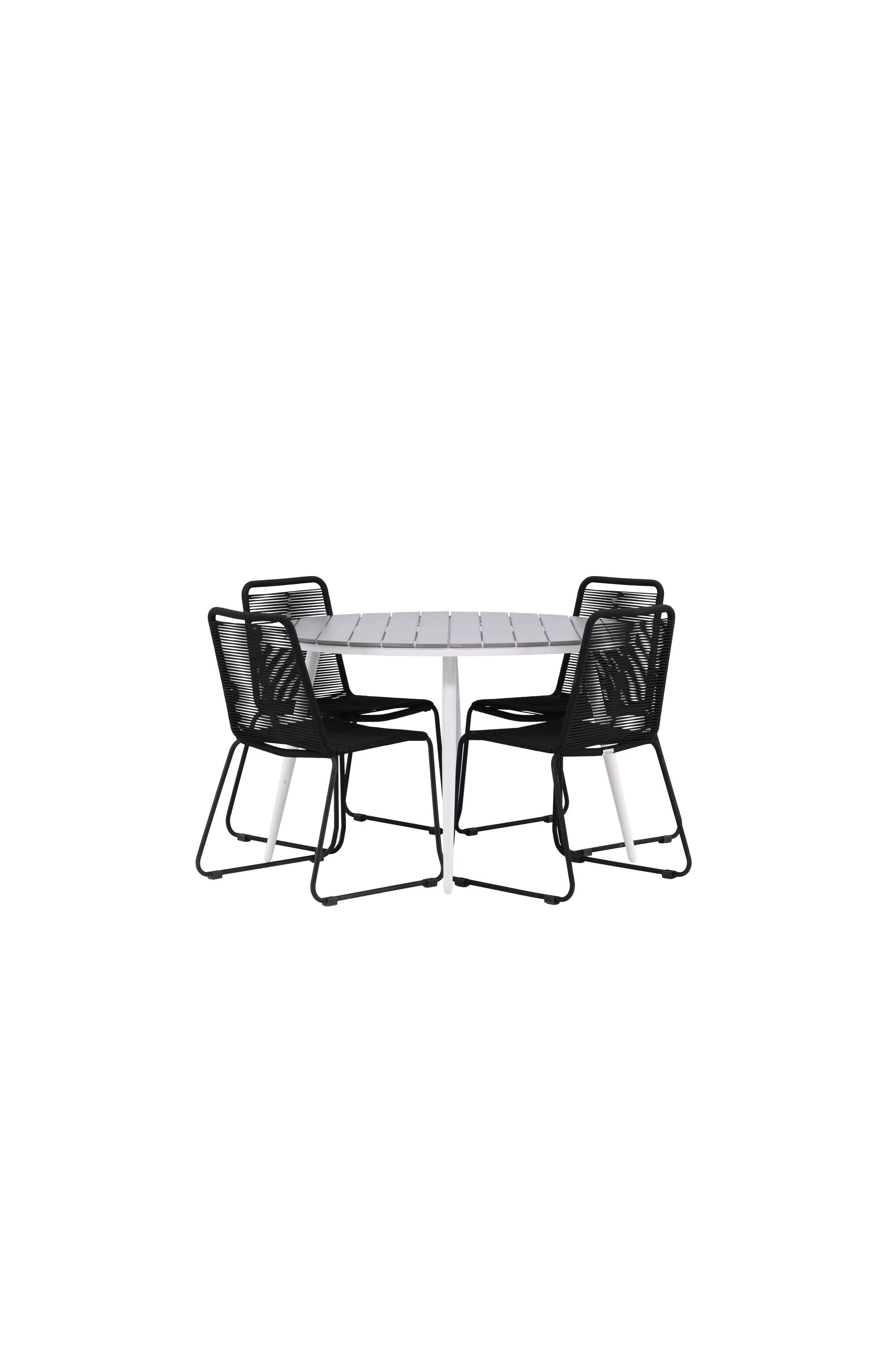 Break Outdoor-Tischset + Lindos Stack ⌀120cm/4St. in Weiss präsentiert im Onlineshop von KAQTU Design AG. Gartentischset ist von Venture Home