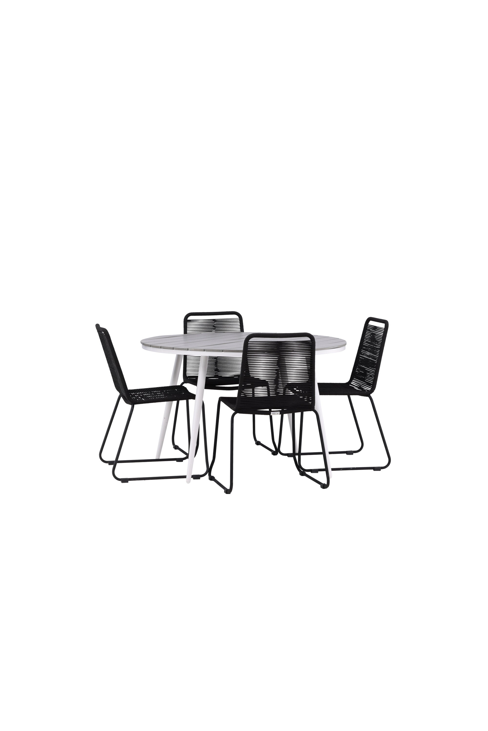 Break Outdoor-Tischset + Lindos Stack ⌀120cm/4St. in Weiss präsentiert im Onlineshop von KAQTU Design AG. Gartentischset ist von Venture Home