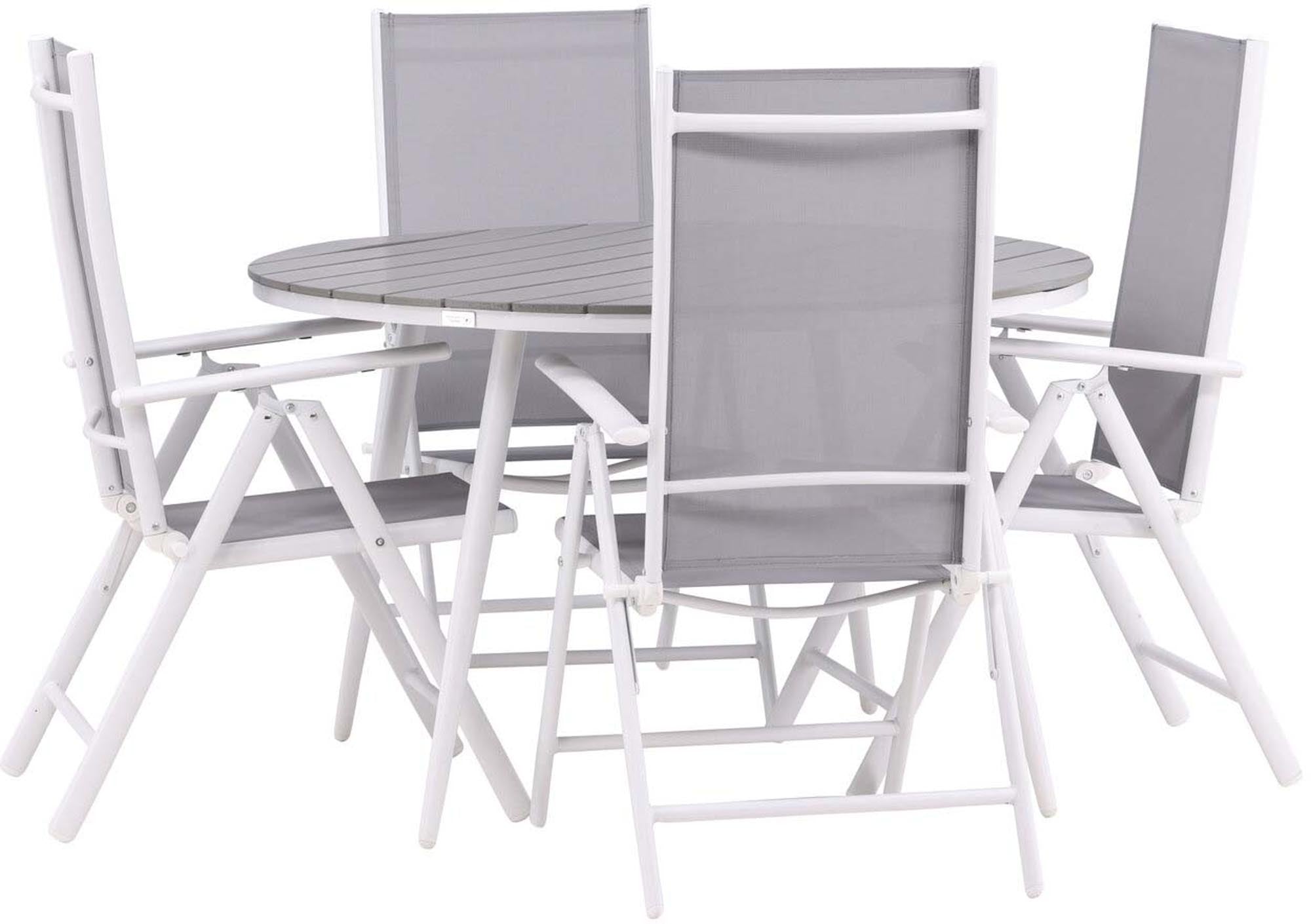 Entdecken Sie das Break Outdoor-Tischset ⌀120cm für 4 Personen von Venture Home – perfekt für gesellige Stunden im Freien!