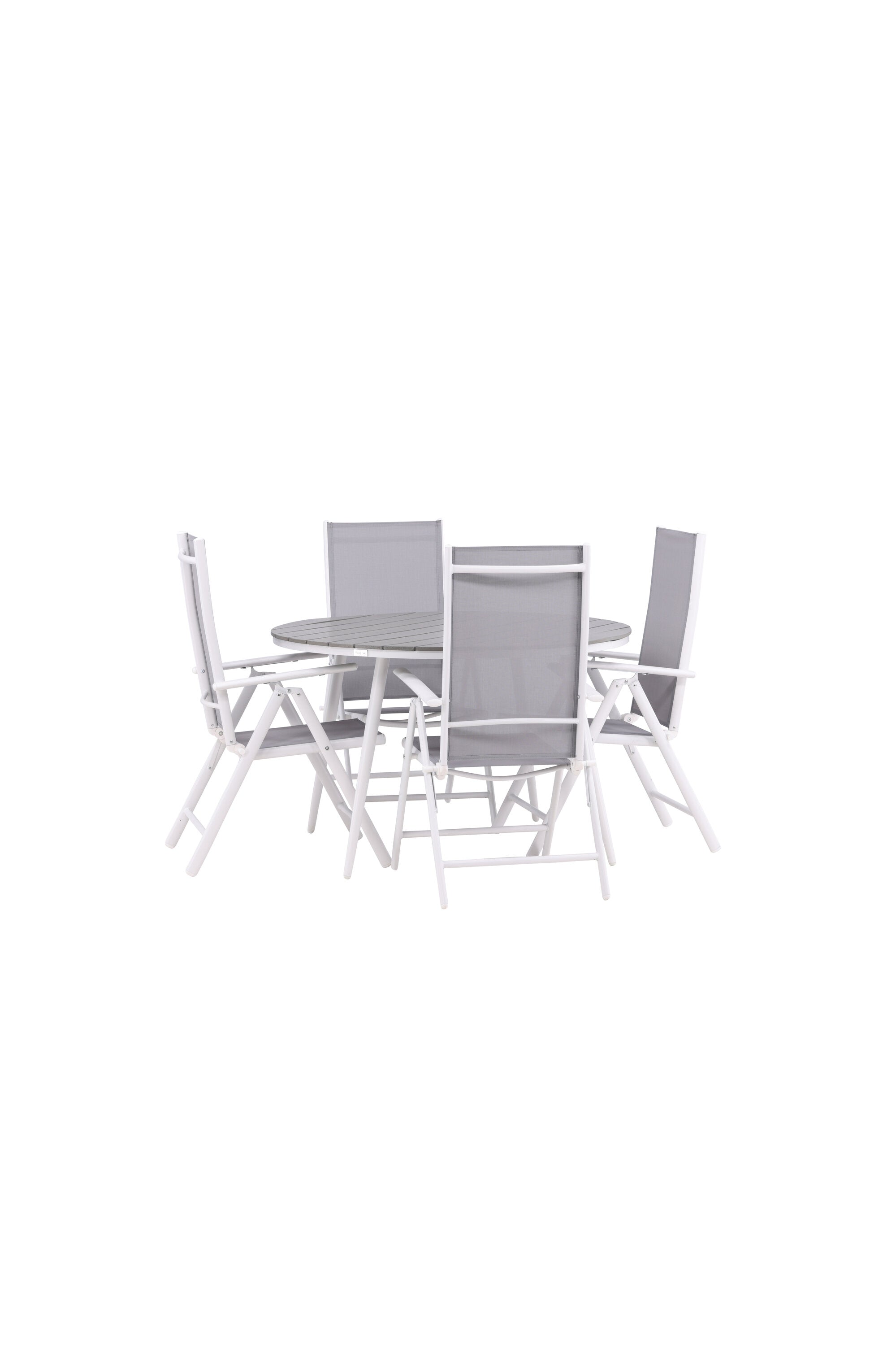 Break Outdoor-Tischset ⌀120cm/4St. in Weiss präsentiert im Onlineshop von KAQTU Design AG. Gartentischset ist von Venture Home