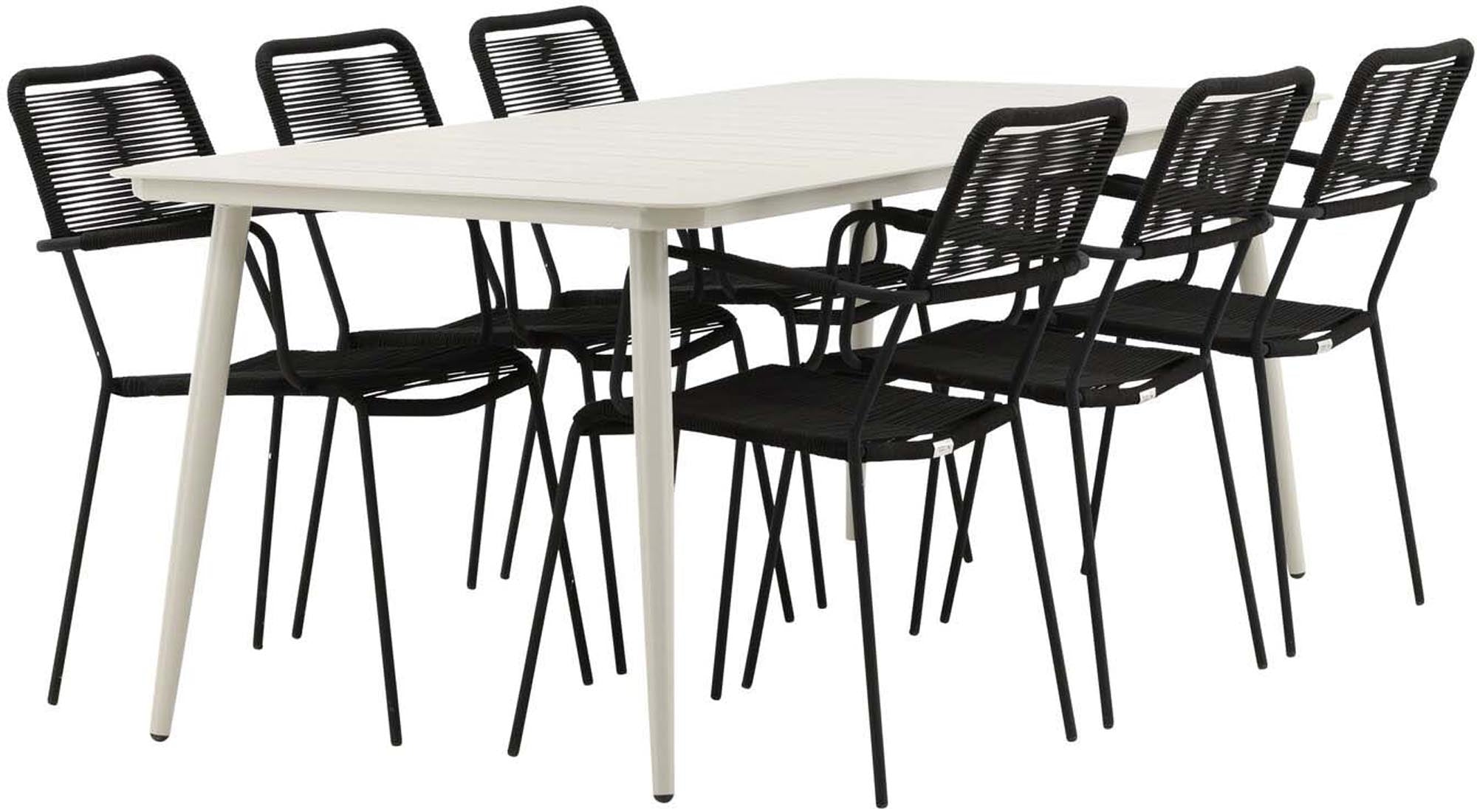 Stilvolles Gartenmöbel-Set: Lina Tisch & 6 Lindos Stühle, 200cm.