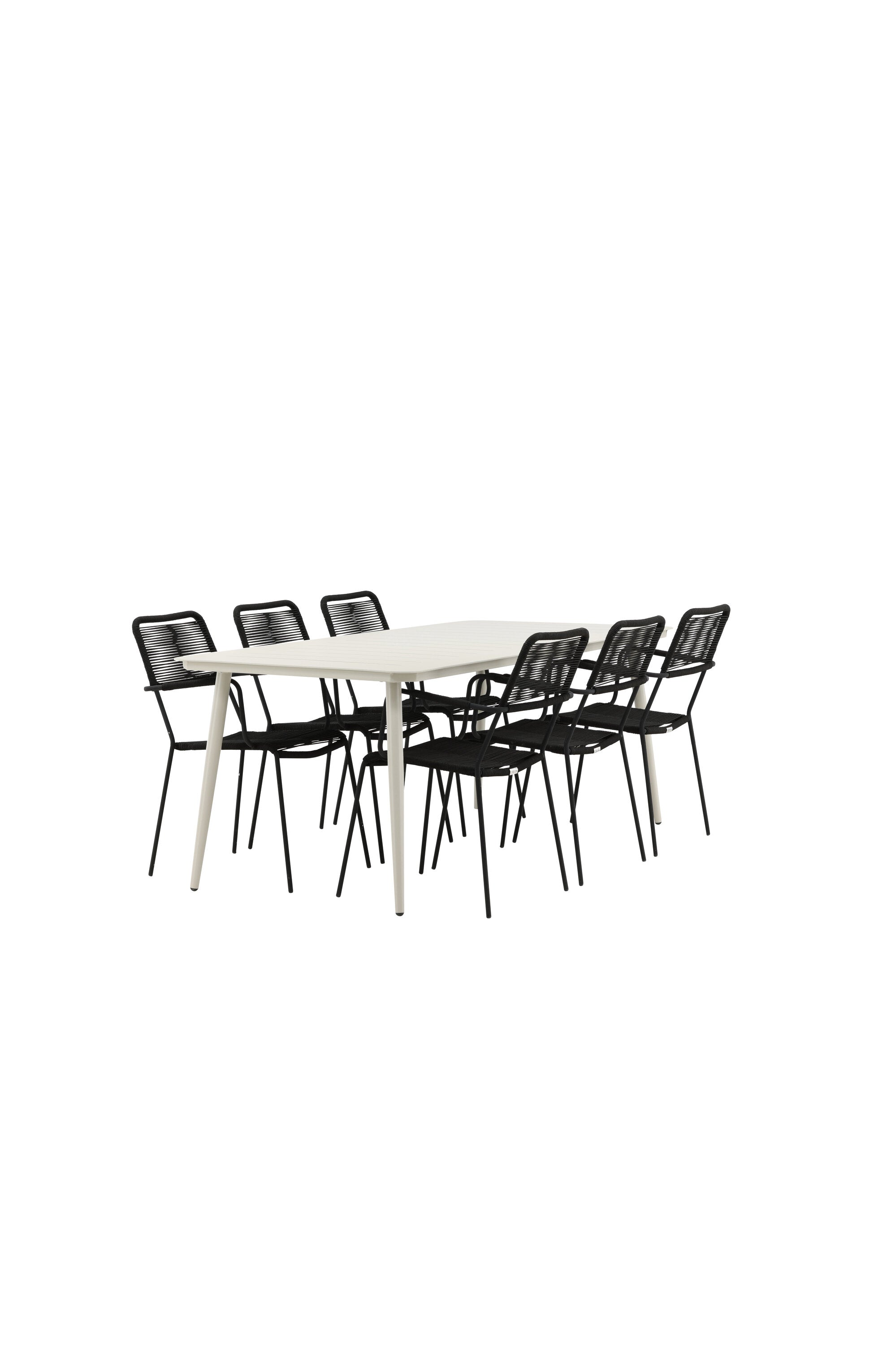Lina Outdoor-Tischset + Lindos Armchair 200cm/6St. in Schwarz präsentiert im Onlineshop von KAQTU Design AG. Gartentischset ist von Venture Home