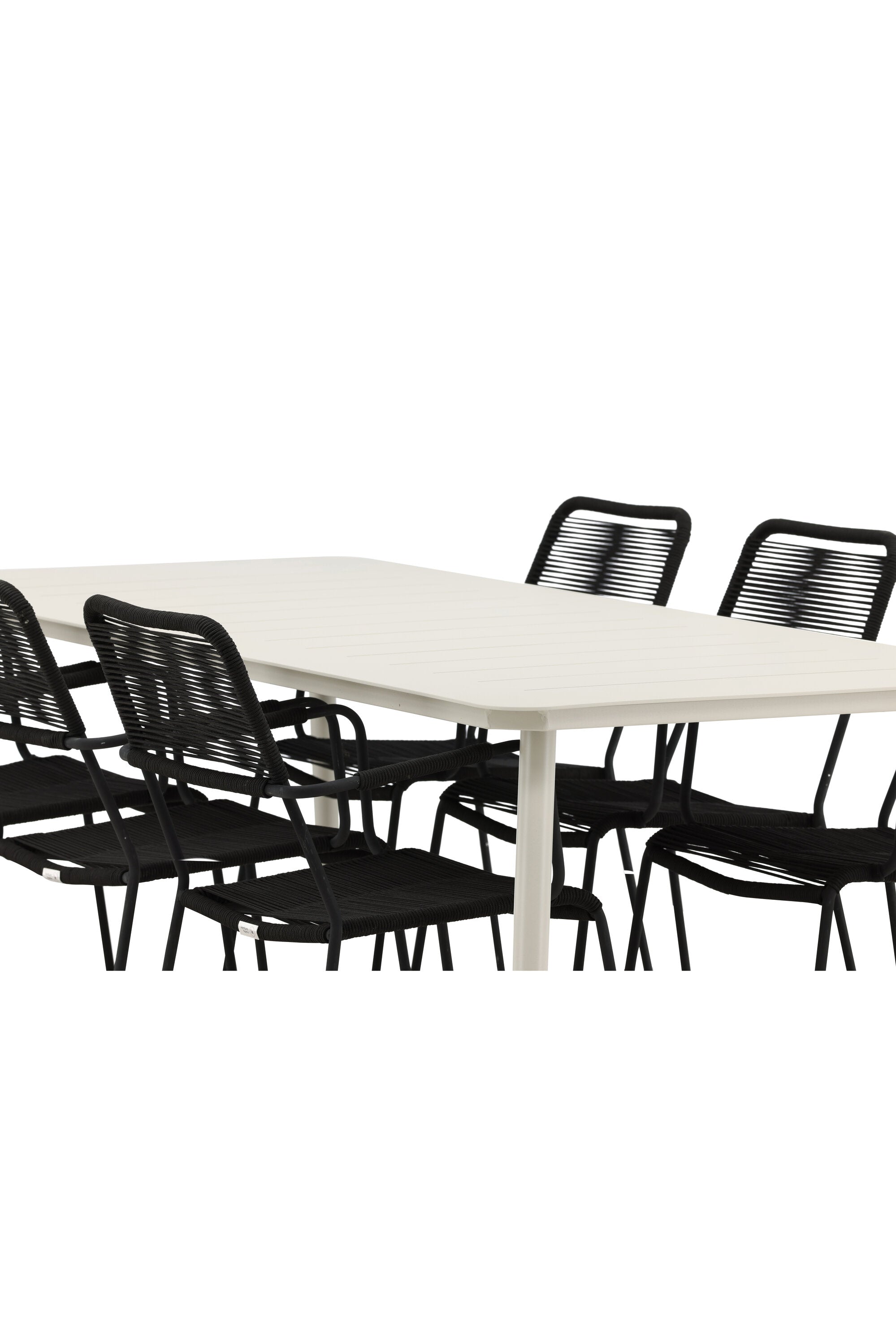 Lina Outdoor-Tischset + Lindos Armchair 200cm/6St. in Schwarz präsentiert im Onlineshop von KAQTU Design AG. Gartentischset ist von Venture Home