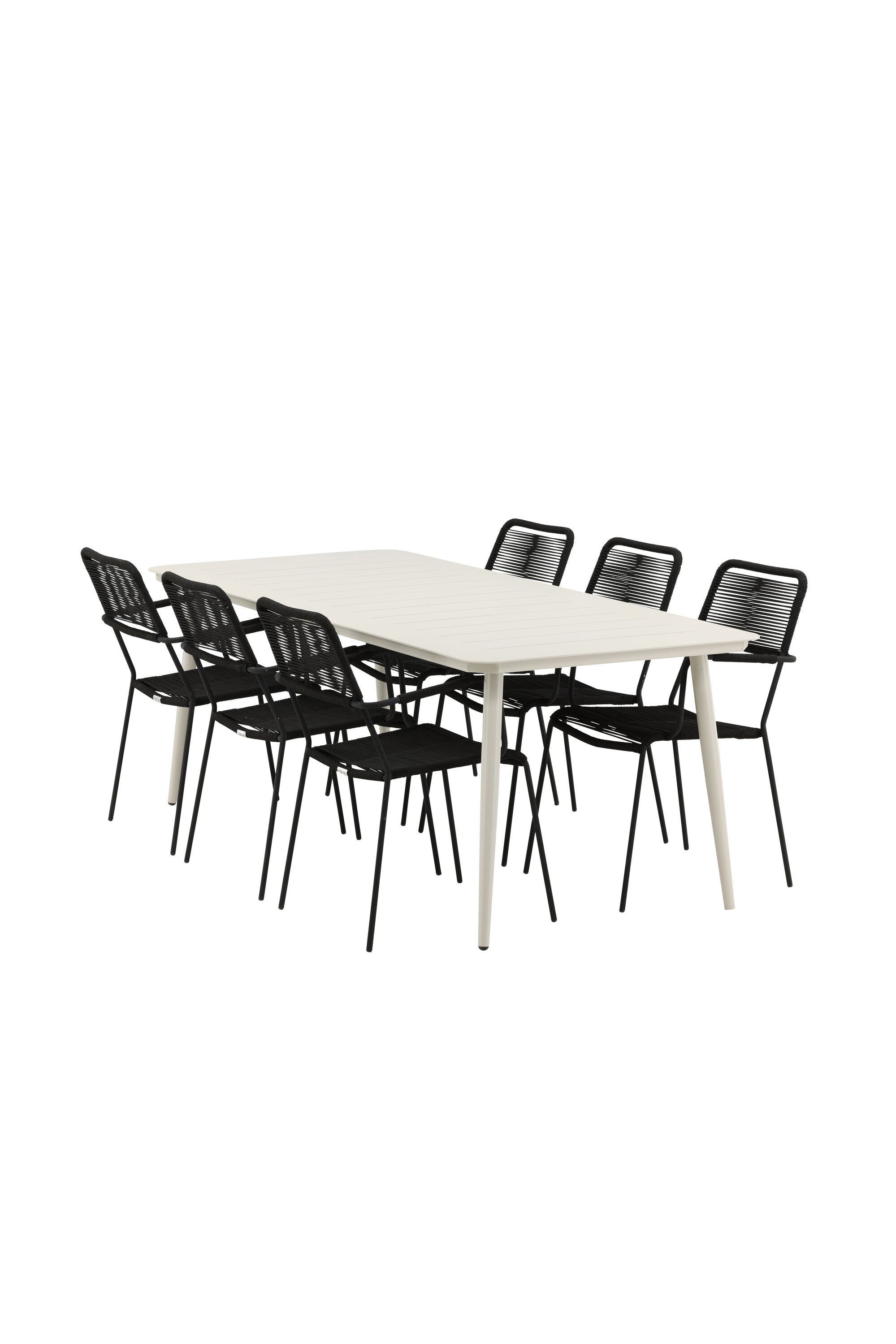 Lina Outdoor-Tischset + Lindos Armchair 200cm/6St. in Schwarz präsentiert im Onlineshop von KAQTU Design AG. Gartentischset ist von Venture Home