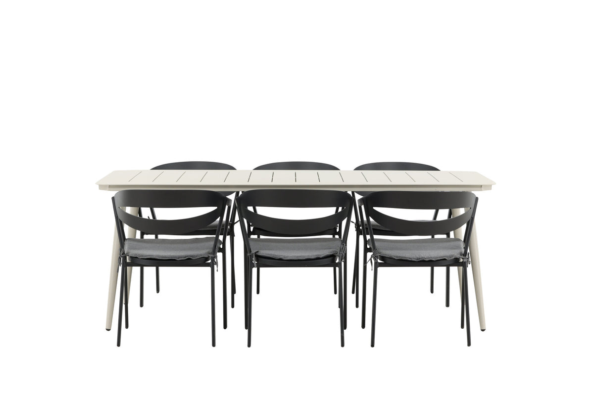 Lina Outdoor-Tischset + Split 200cm/6St. in Schwarz präsentiert im Onlineshop von KAQTU Design AG. Gartentischset ist von Venture Home
