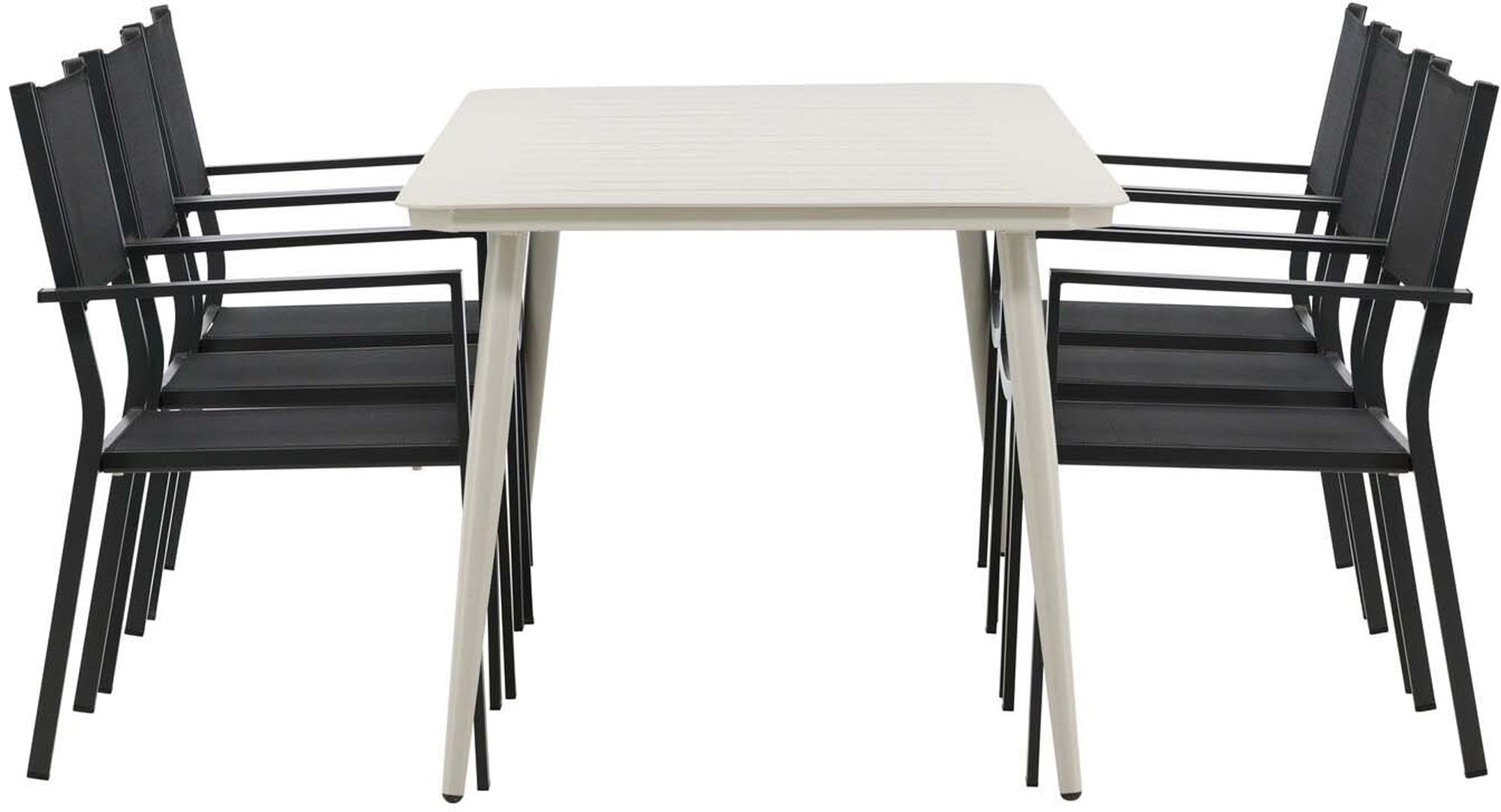 Entdecken Sie das stilvolle Lina Outdoor-Tischset + Copacabana 200cm/6St. von Venture Home – perfekt für gesellige Abende im Freien!