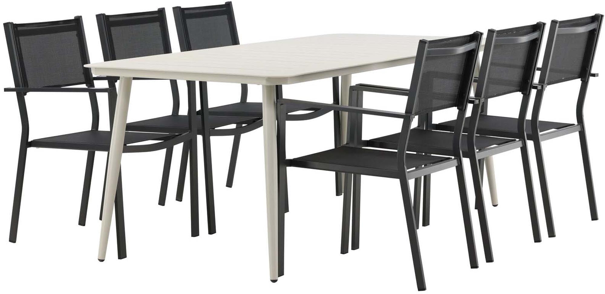 Stilvolles Lina Outdoor-Tischset 200cm für 6 Personen, ideal für gesellige Abende im Freien. Wetterfest und pflegeleicht für höchsten Komfort.