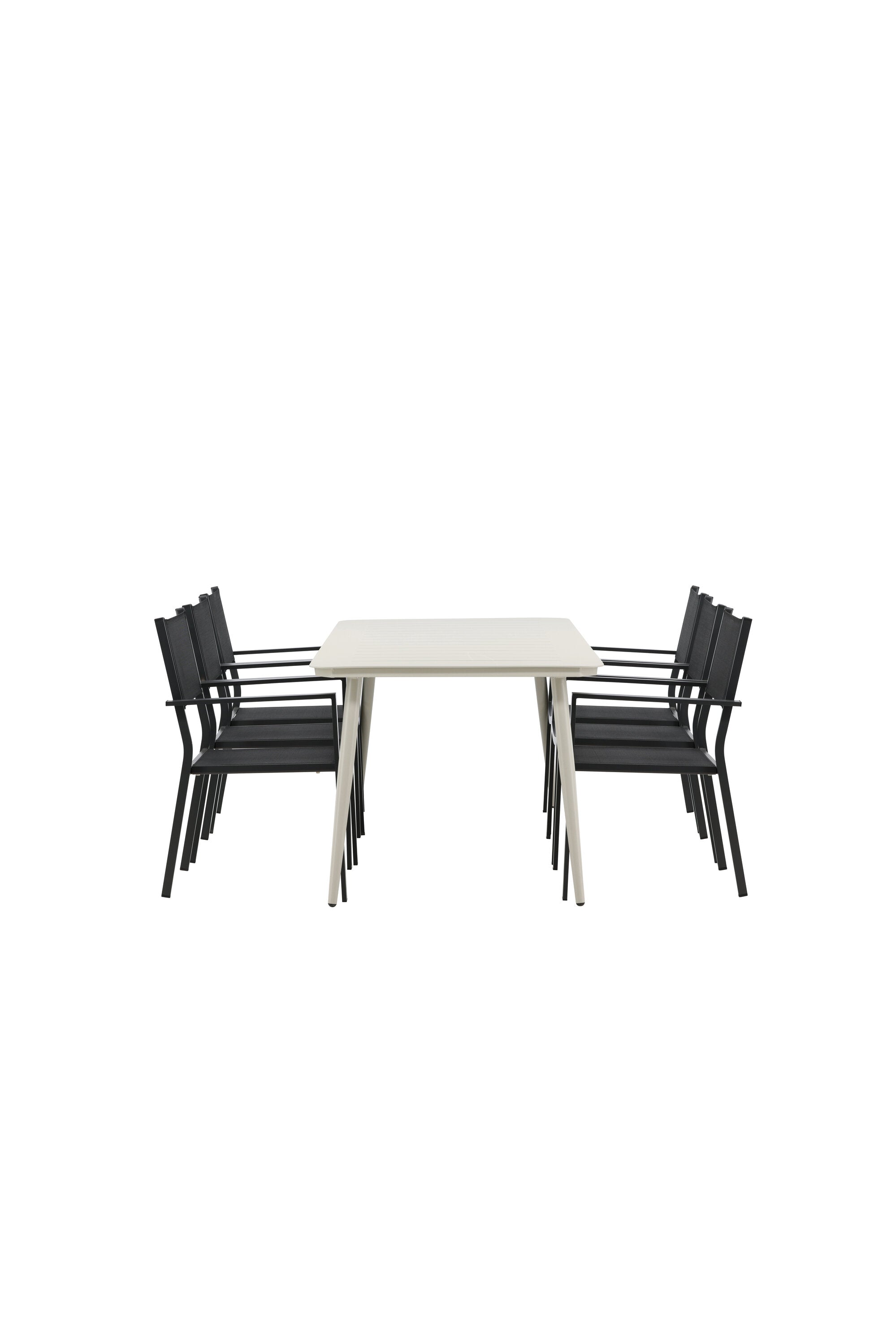 Lina Outdoor-Tischset + Copacabana 200cm/6St. in Schwarz präsentiert im Onlineshop von KAQTU Design AG. Gartentischset ist von Venture Home