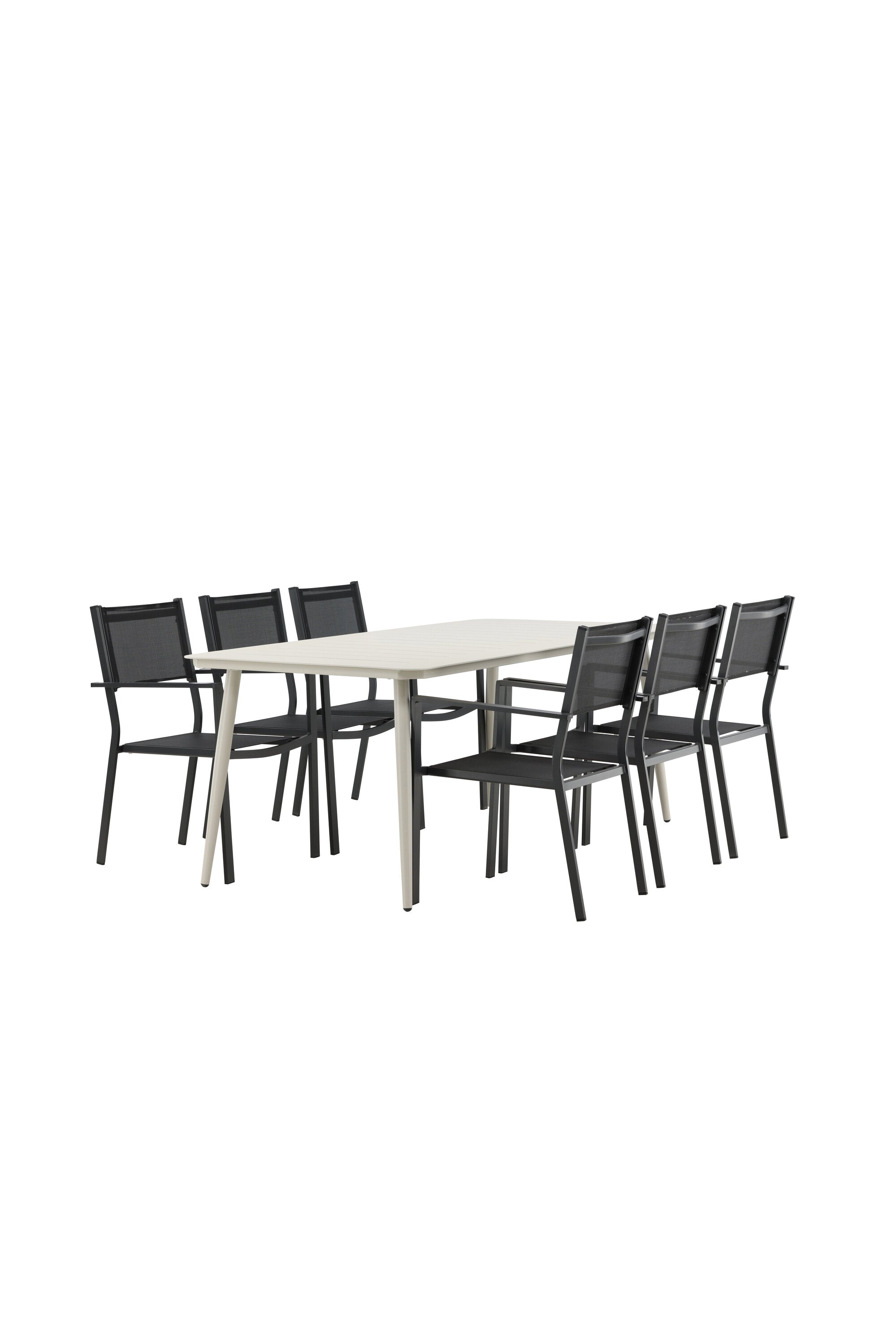 Lina Outdoor-Tischset + Copacabana 200cm/6St. in Schwarz präsentiert im Onlineshop von KAQTU Design AG. Gartentischset ist von Venture Home