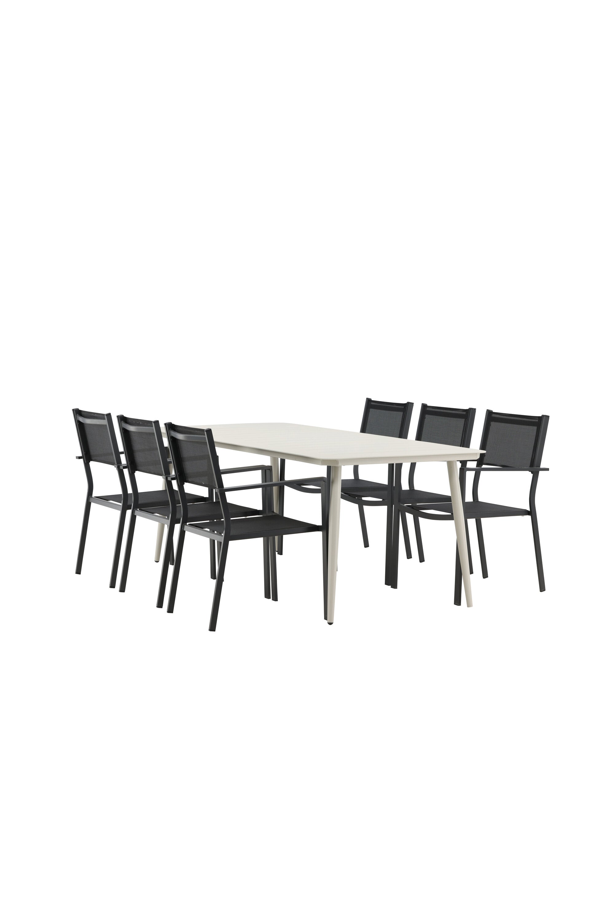 Lina Outdoor-Tischset + Copacabana 200cm/6St. in Schwarz präsentiert im Onlineshop von KAQTU Design AG. Gartentischset ist von Venture Home