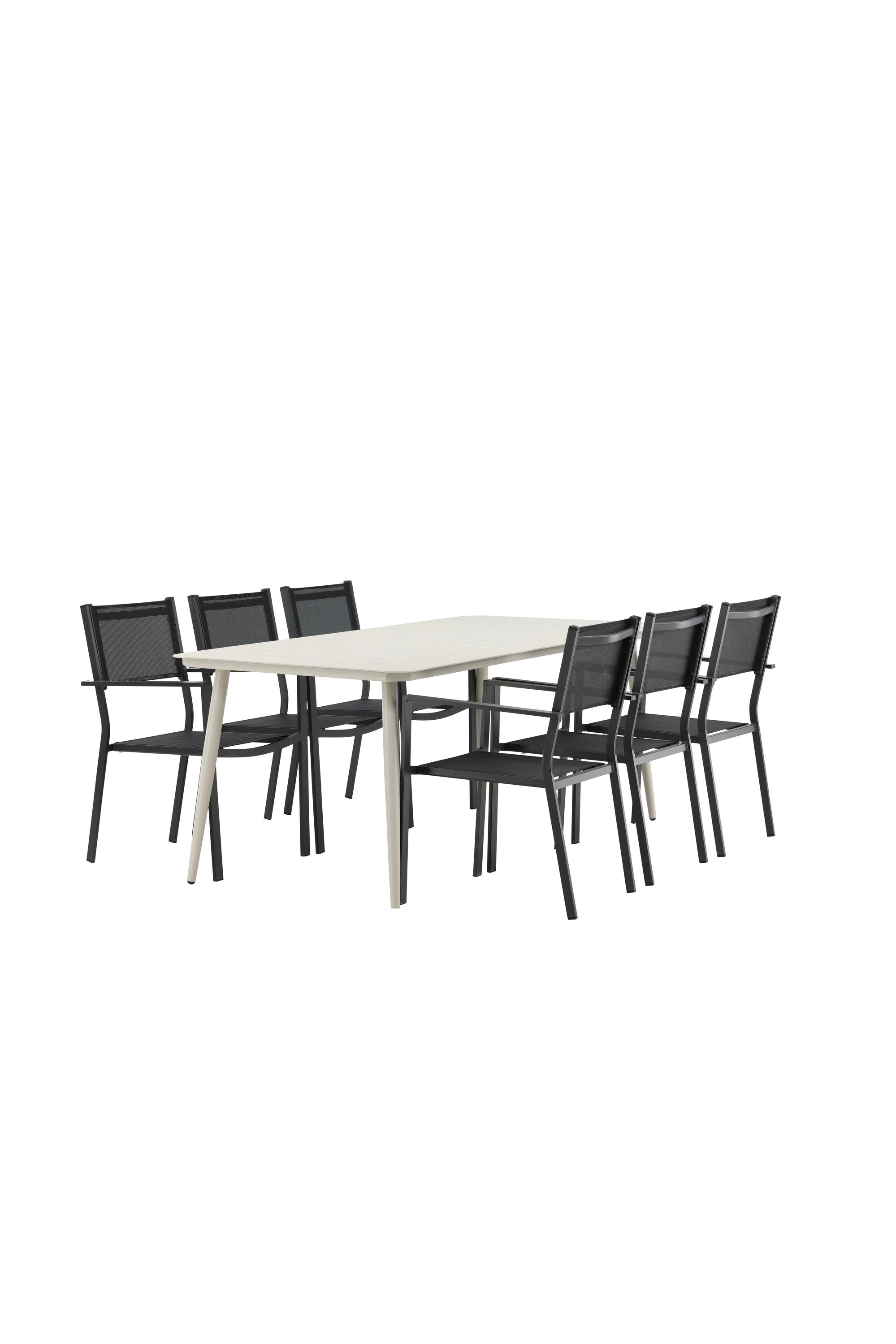 Lina Outdoor-Tischset + Copacabana 200cm/6St. in Schwarz präsentiert im Onlineshop von KAQTU Design AG. Gartentischset ist von Venture Home