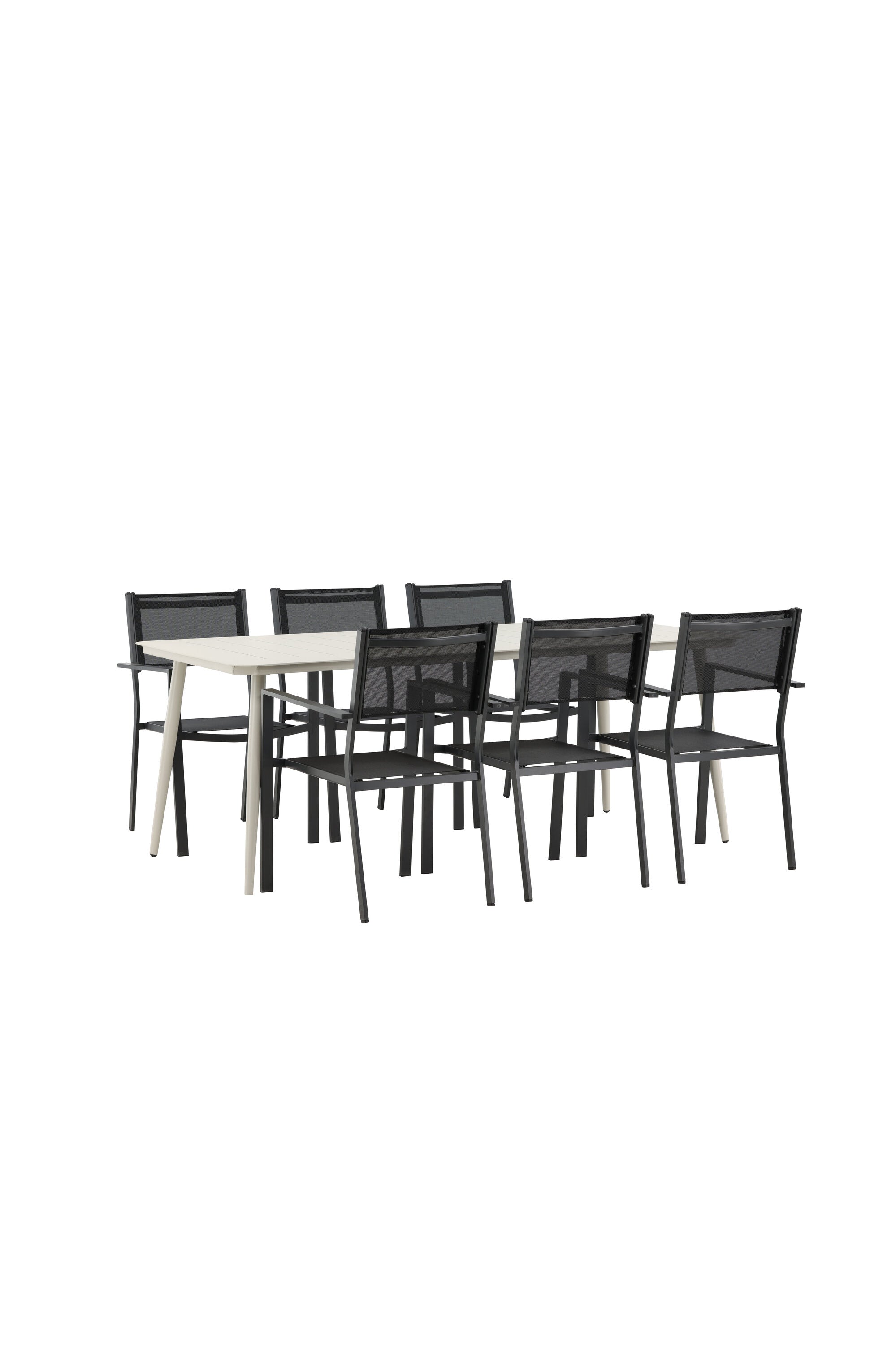 Lina Outdoor-Tischset + Copacabana 200cm/6St. in Schwarz präsentiert im Onlineshop von KAQTU Design AG. Gartentischset ist von Venture Home